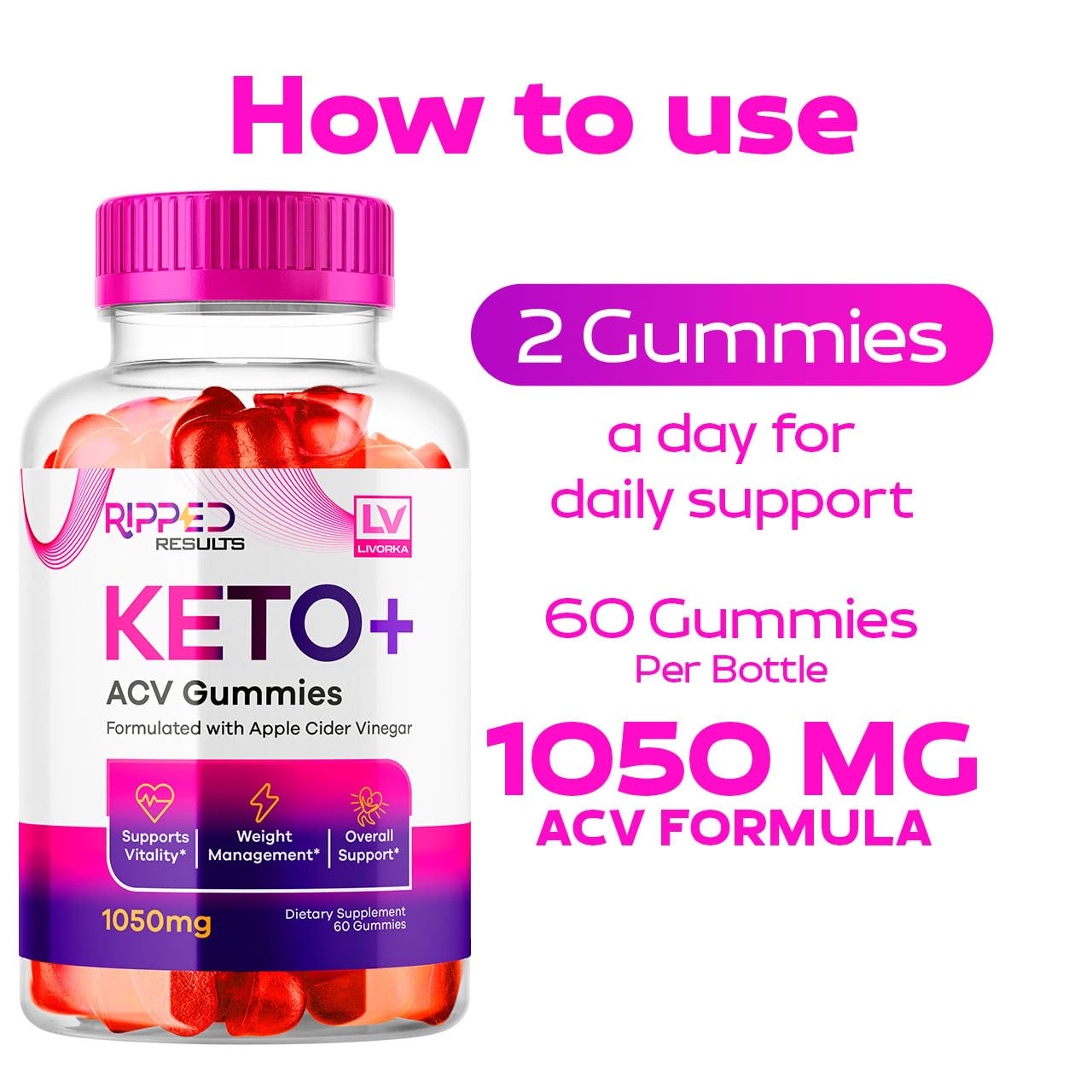 LIVORKA Ripped Results Keto Gummies, 300 Gummies