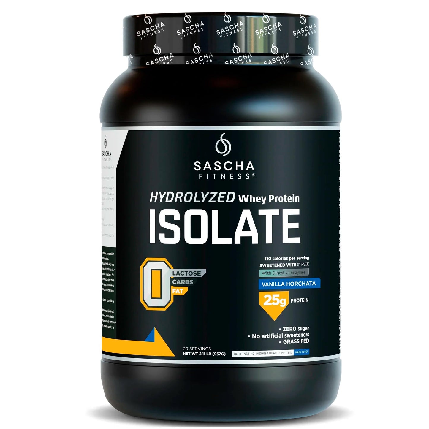 SASCHA FITNESS Hydrolyzed Whey Protein Isolate Powder, 100% Grass-Fed, Vanilla Horchata, 2 lb, 32 Servings