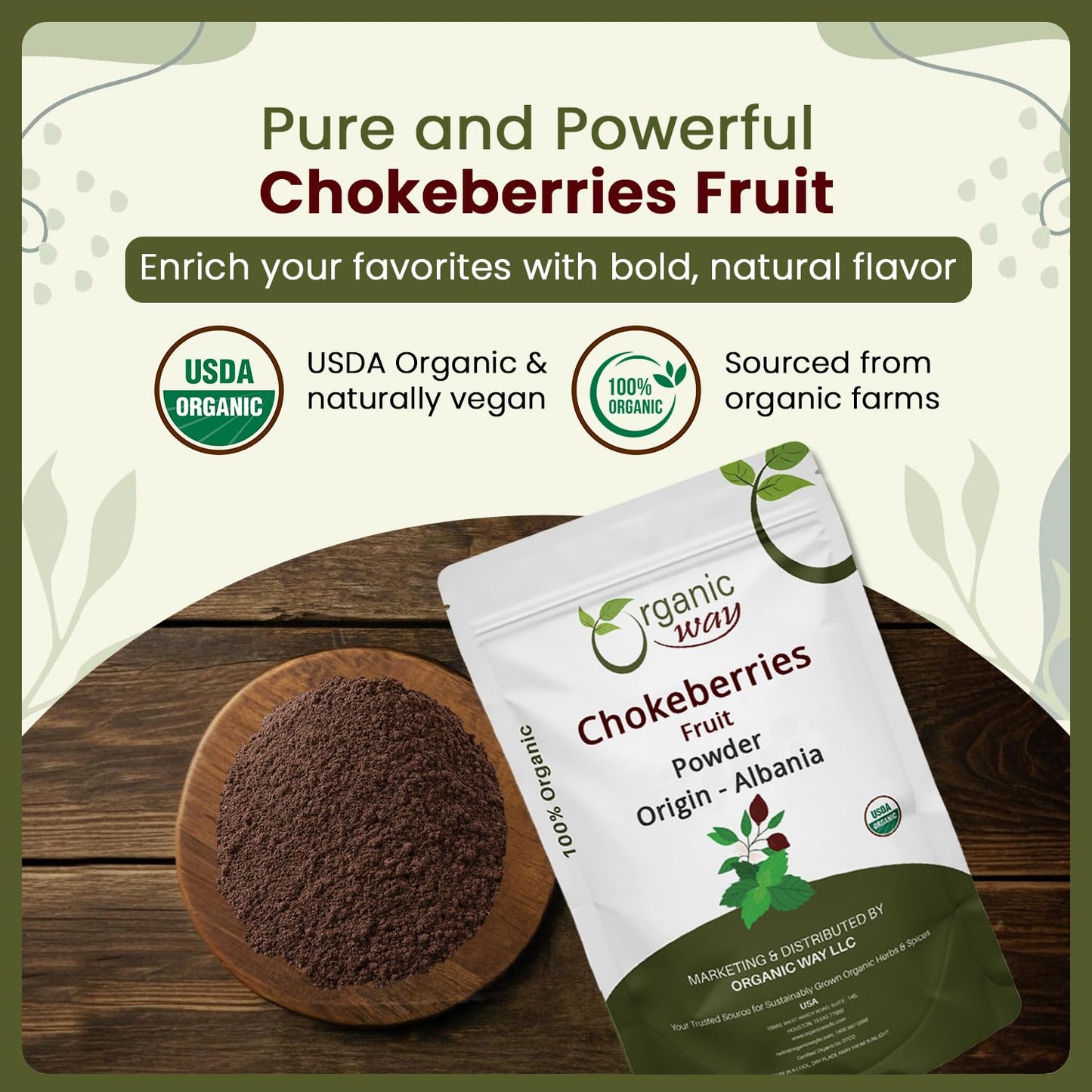 Organic Way Aronia Berry Powder, 8 oz