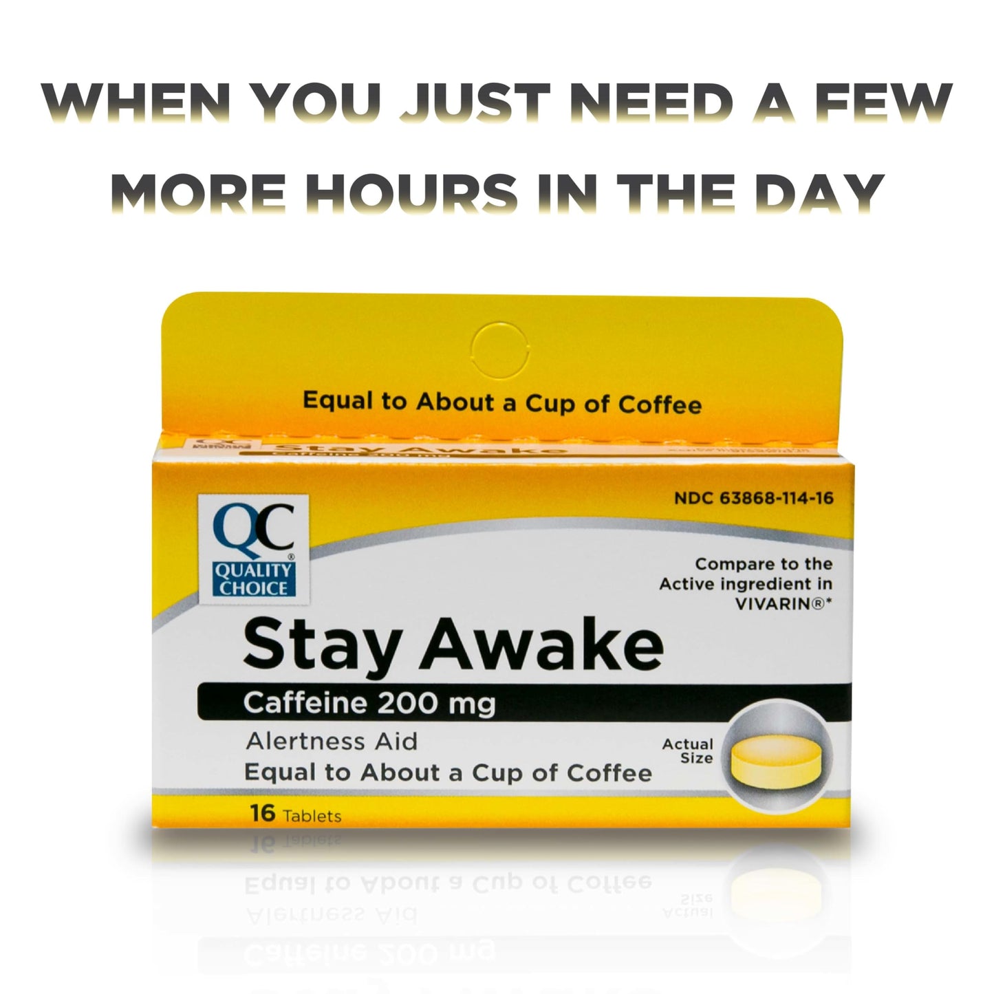 Quality Choice Stay Awake Caffeine Tablet, 16 Tablets