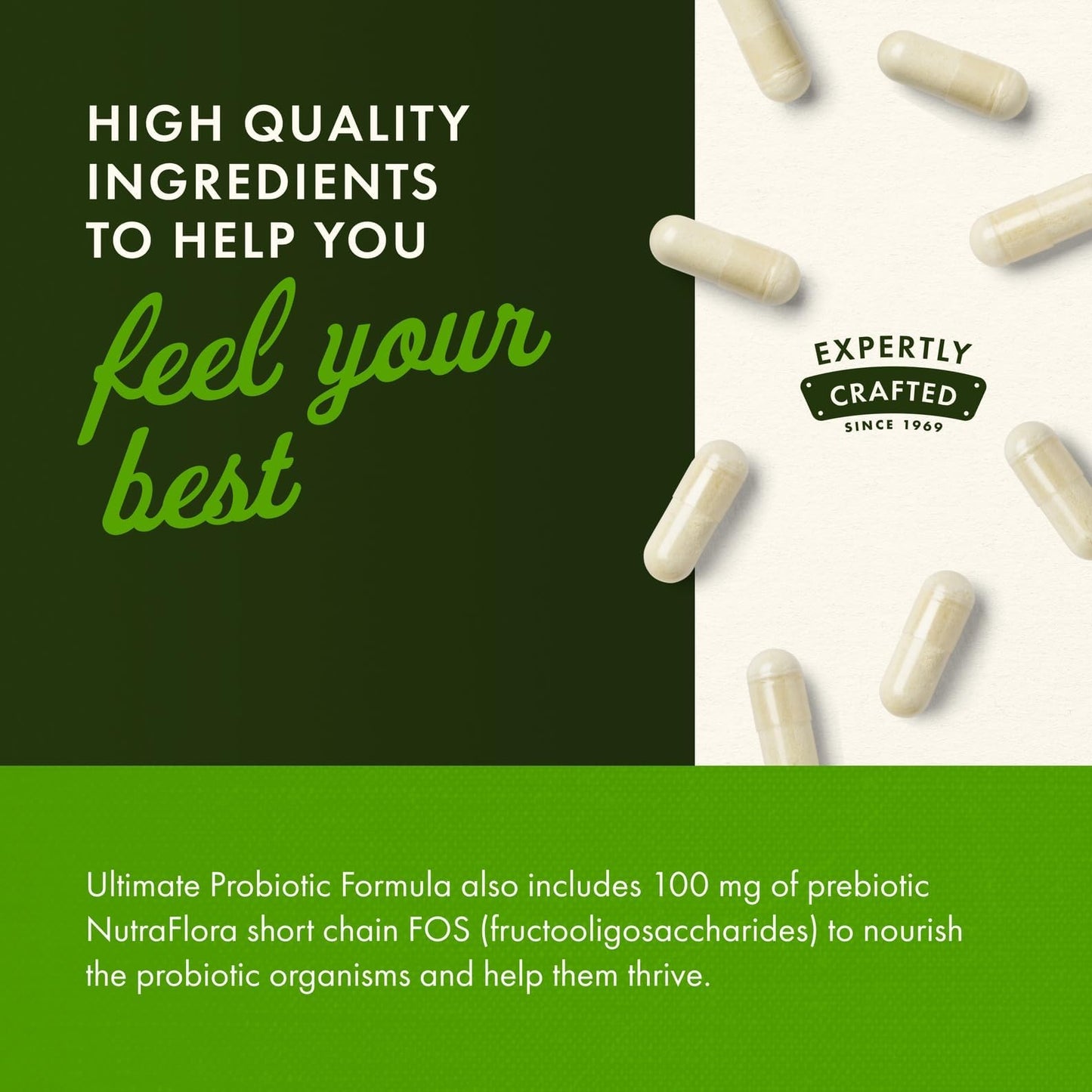 Swanson Ultimate Probiotic Formula Digestive Health Immune System Support 66 Billion CFU Prebiotic NutraFlora scFOS, 60 Vegan Capsules