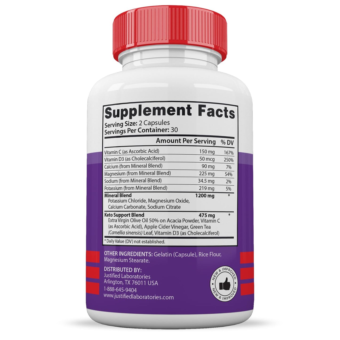 Justified Laboratories Keto Glow Keto ACV Extreme Pills 1675MG Keto Support Blend Capsules, 180 Count