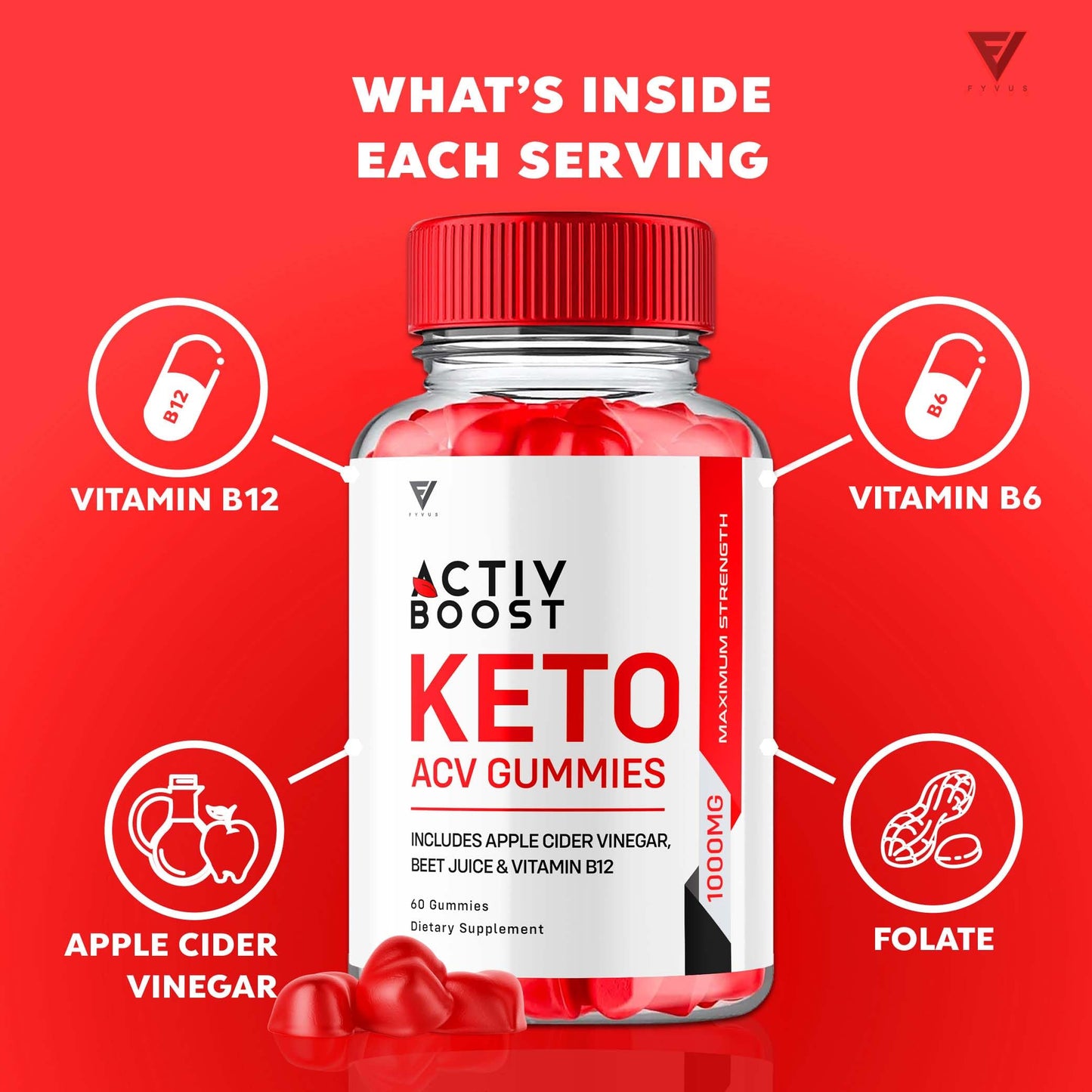 Fyvus Activ Boost Keto ACV Gummies 120 Gummies