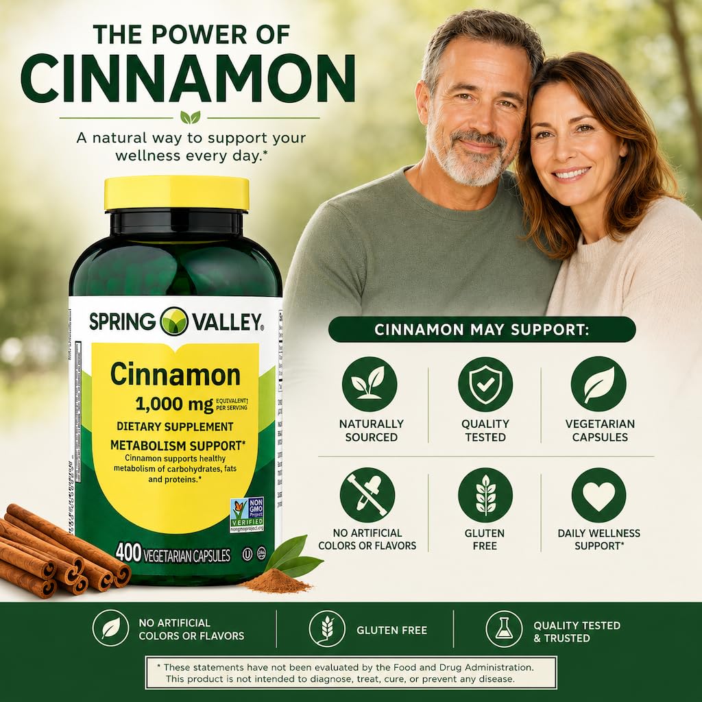 Generic Cinnamon Supplement Vegetarian Capsules, 400 Count