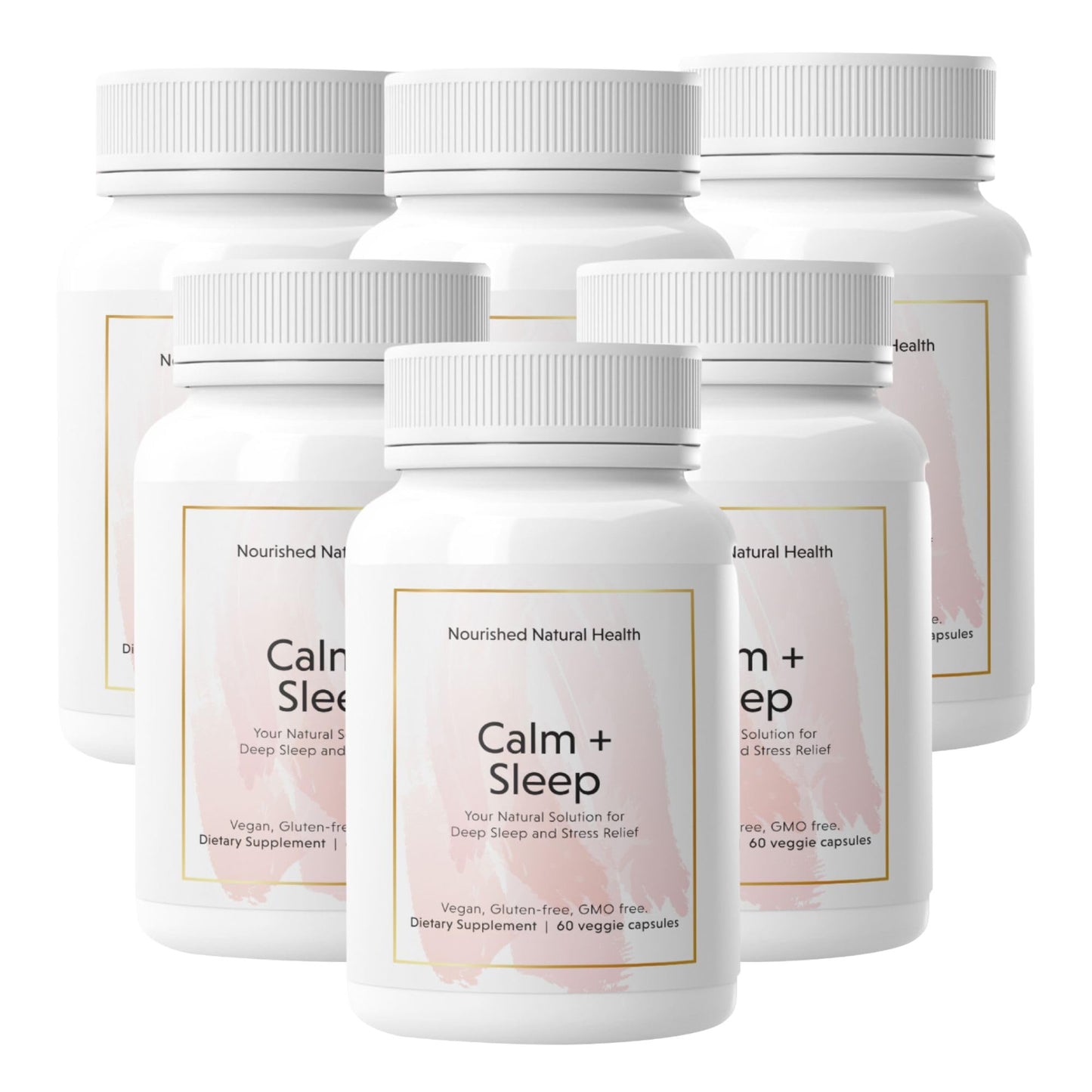 Nourished Natural Health Calm + Sleep – Relaxation & Melatonin-Free Sleep Support for Women, Cortisol Support with Ashwagandha, L-Theanine, Magnesium & Valerian Root, Vegan & Non-GMO, 360 Capsules