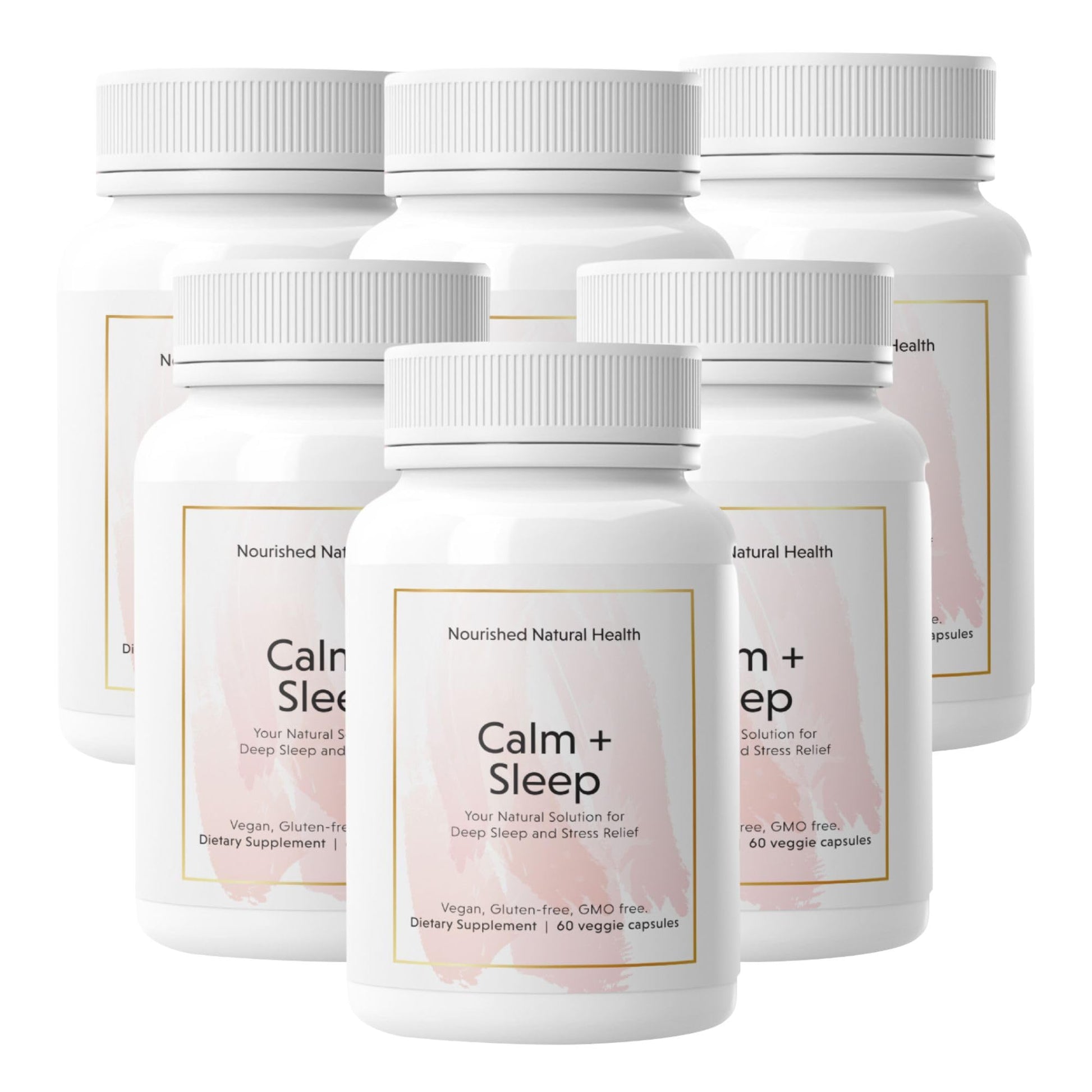 Nourished Natural Health Calm + Sleep – Relaxation & Melatonin-Free Sleep Support for Women, Cortisol Support with Ashwagandha, L-Theanine, Magnesium & Valerian Root, Vegan & Non-GMO, 360 Capsules