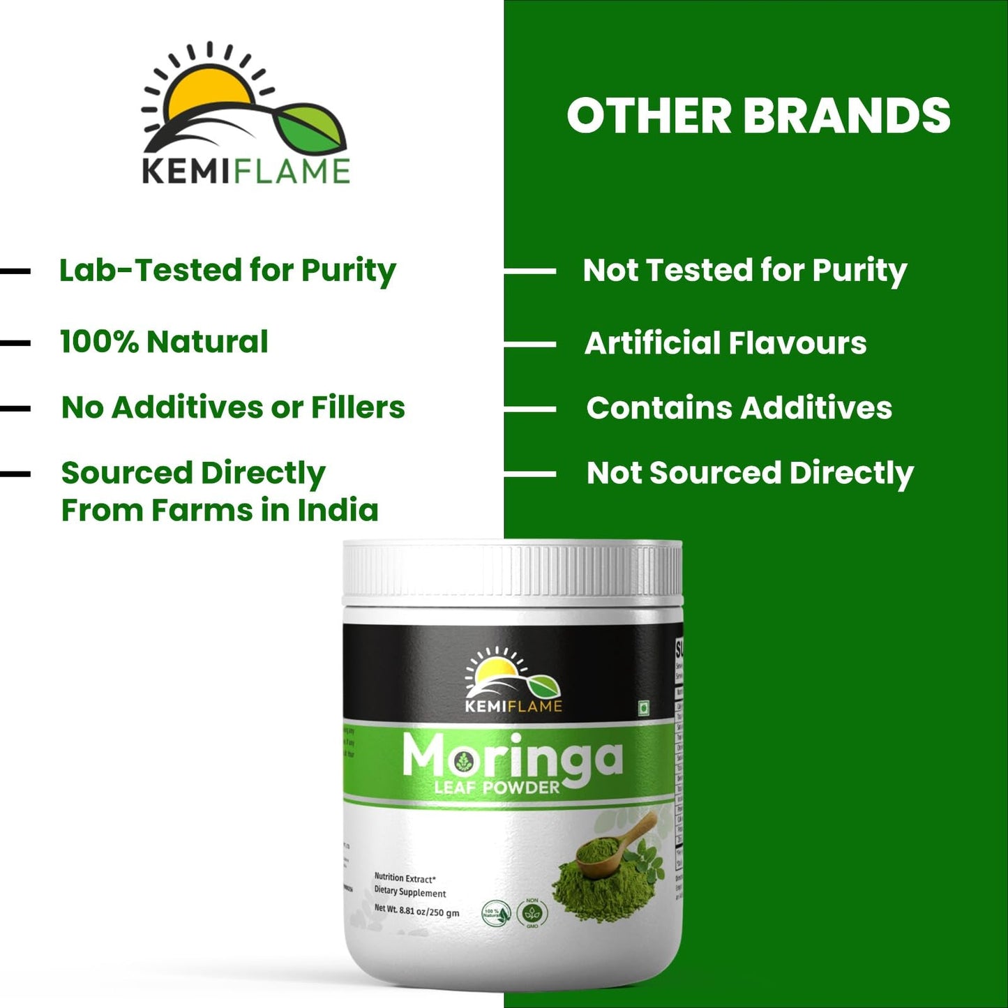 KEMIFLAME Moringa Powder 0.55 Ounce