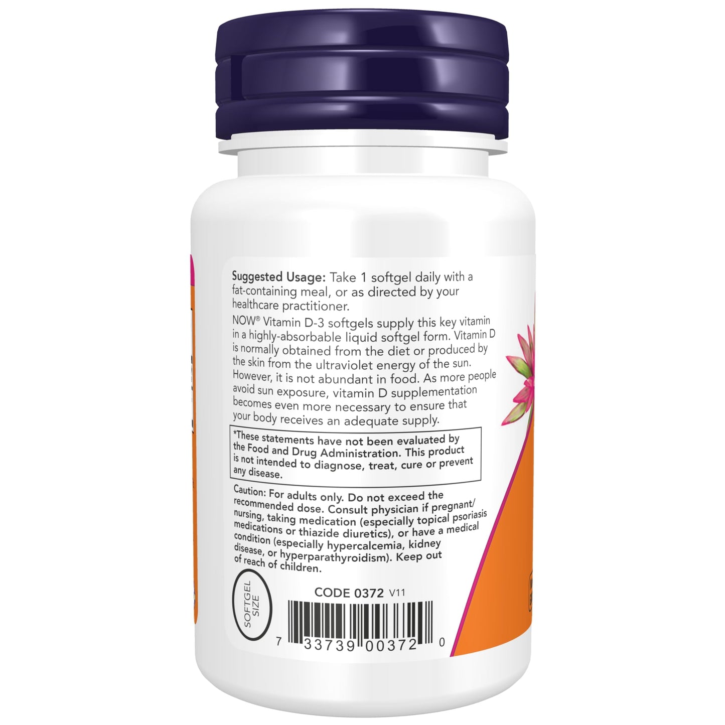 NOW Foods Vitamin D-3 5,000 IU Softgels, 240 Count
