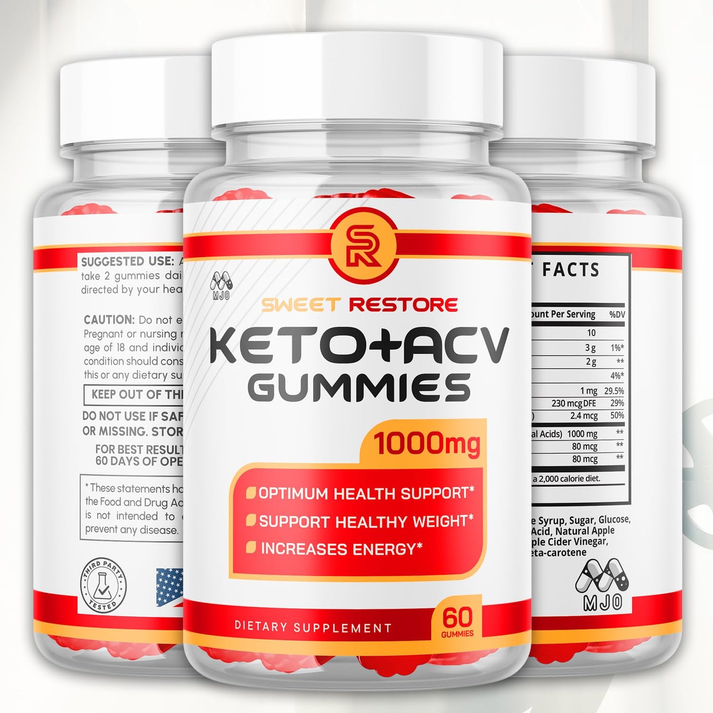 MJO Sweet Restore Keto Gummies, 60 Gummies