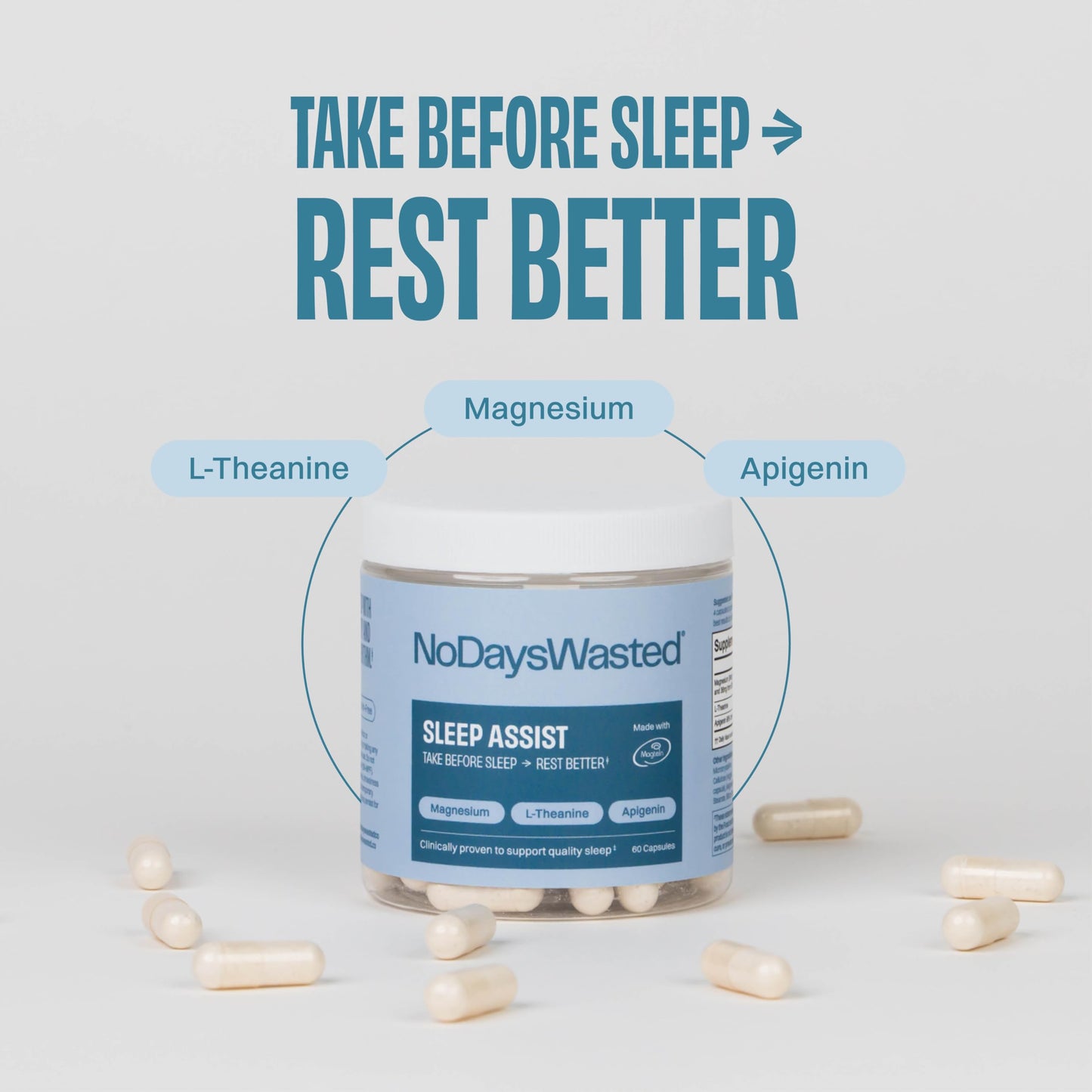 No Days Wasted Magnesium Supplement Capsules 120 Count