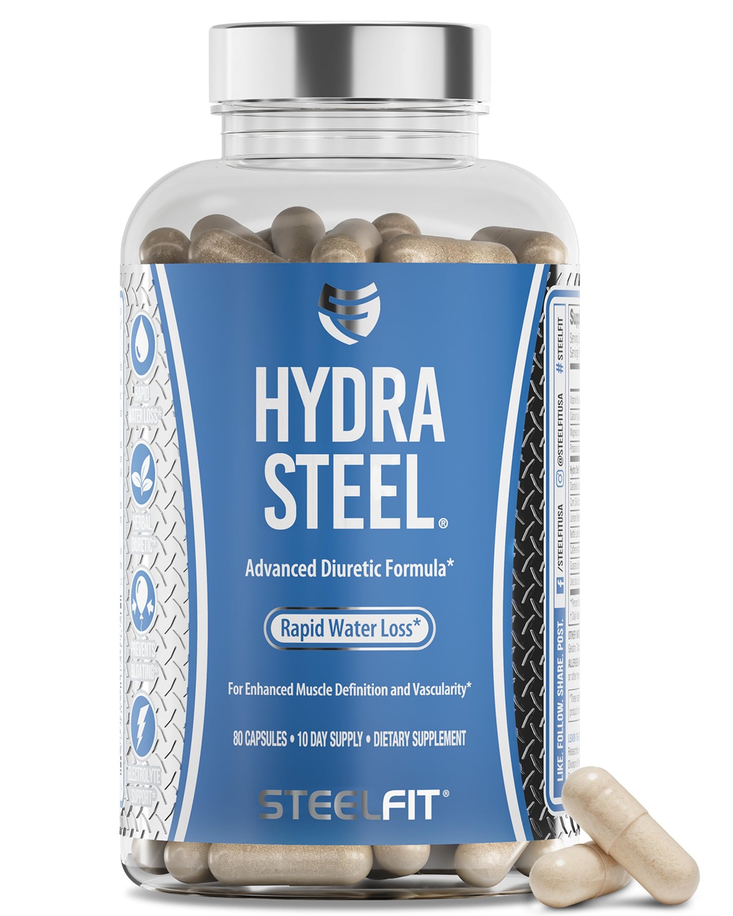 SteelFit Hydra Steel Diuretic Water Pills Capsule 80 Count