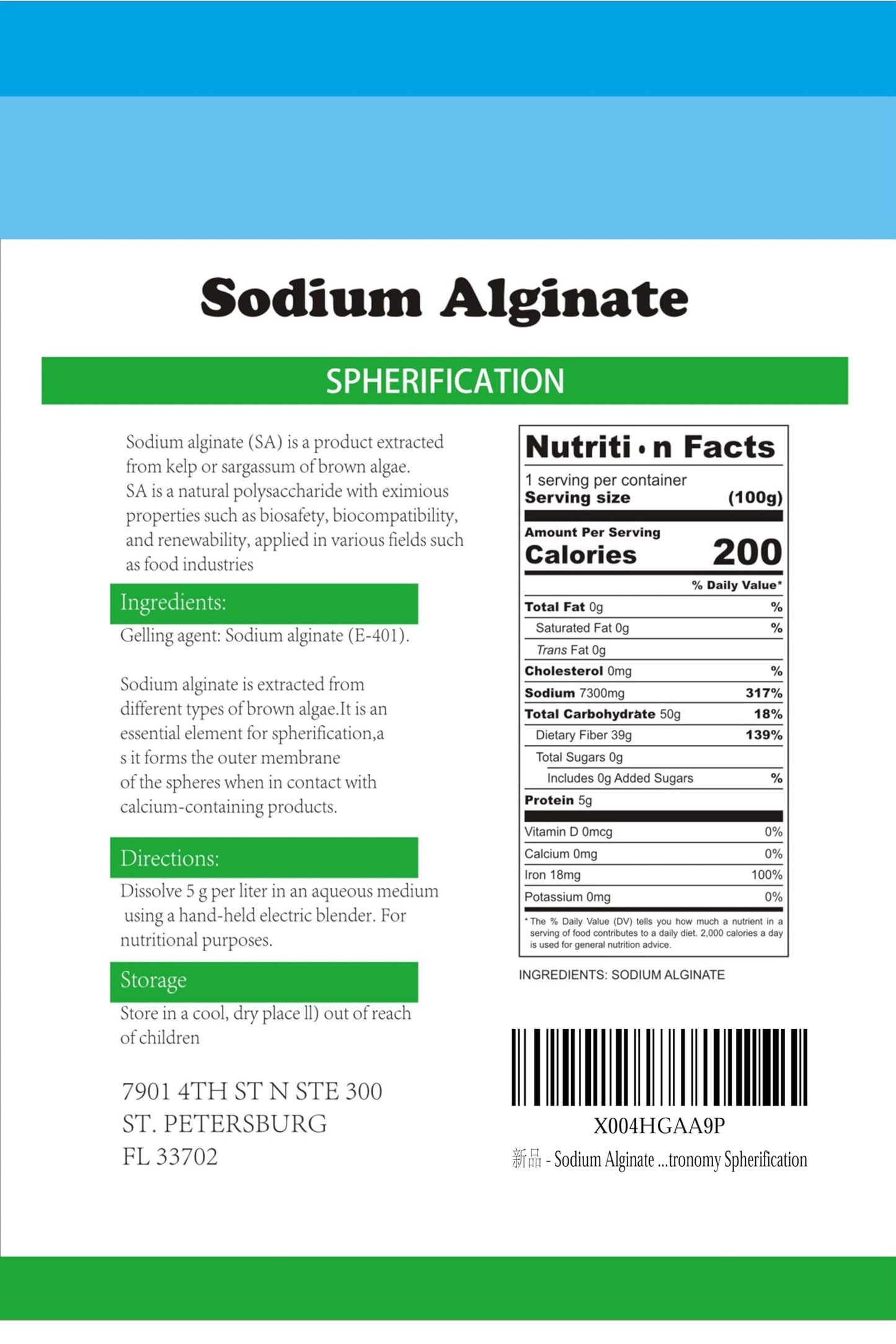 LEIMENGCHEF Sodium Alginate and Calcium Chloride Set, Powder, 8