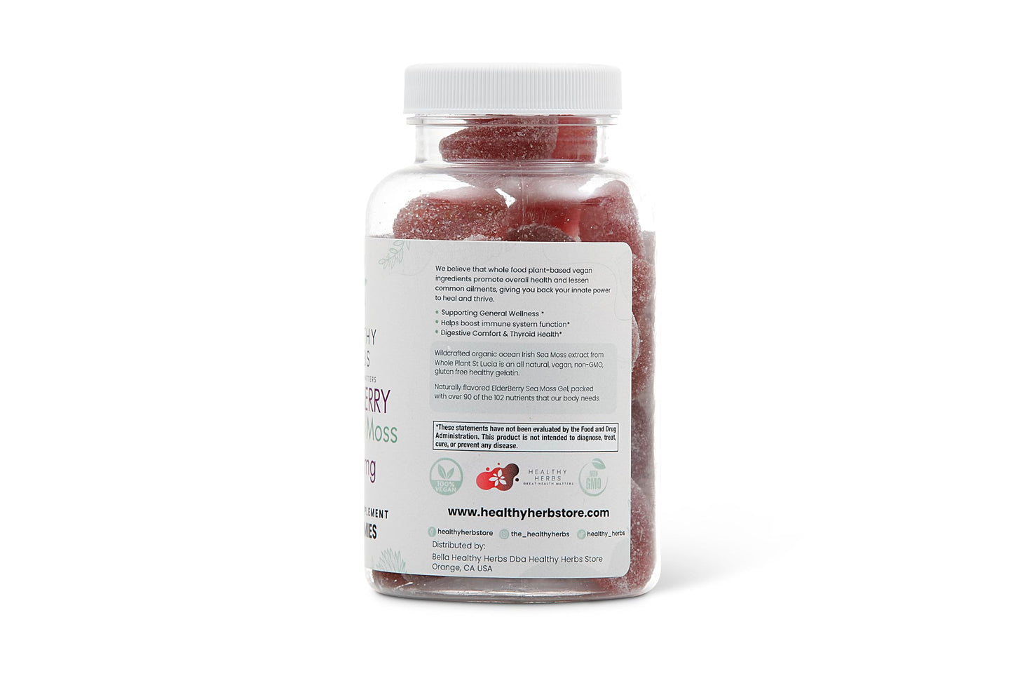 Healthy Herbs Organic Irish Sea Moss Gummies with Elderberry, 30 Gummies
