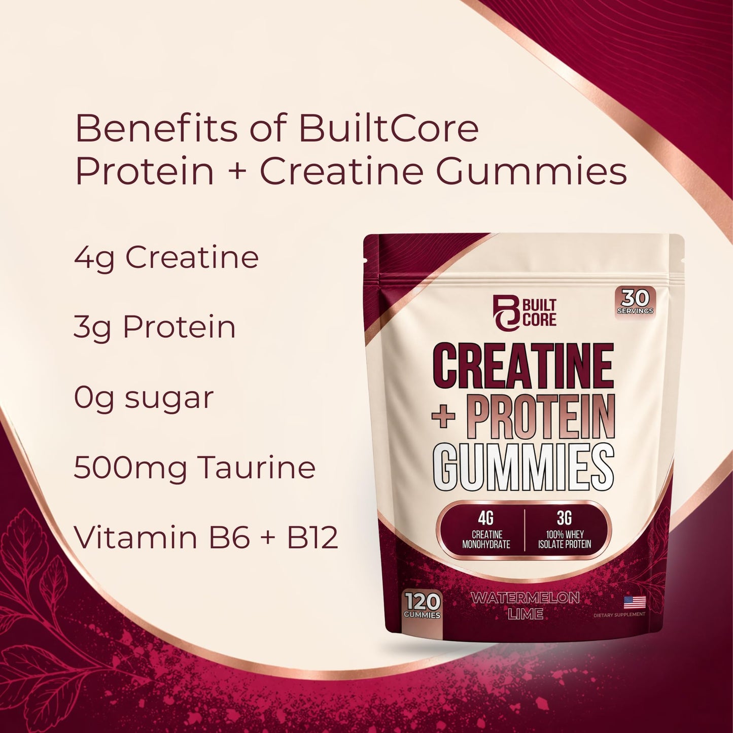 BuiltCore Creatine Protein Gummies 10 Gummies