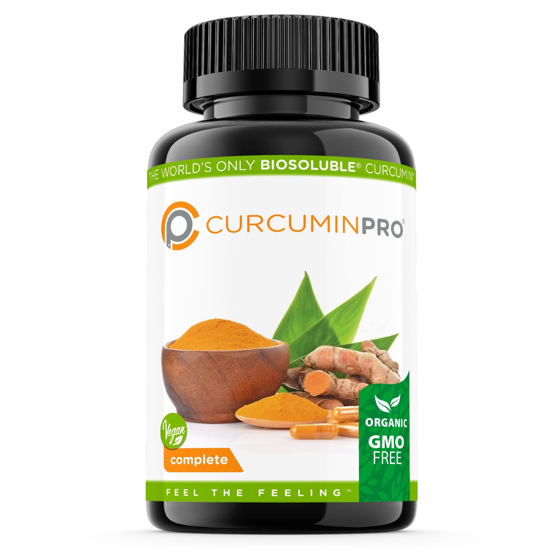 curcuminpro Complete Vegan BioSoluble Brown Rice Protein & Organic Turmeric Curcumin Supplement Capsules, 60 Capsules