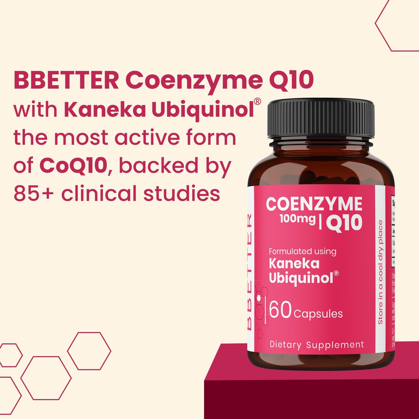 BBETTER CoQ10 100 mg with Kaneka Ubiquinol, Active Form of Coenzyme Q10 Softgels, 180 count