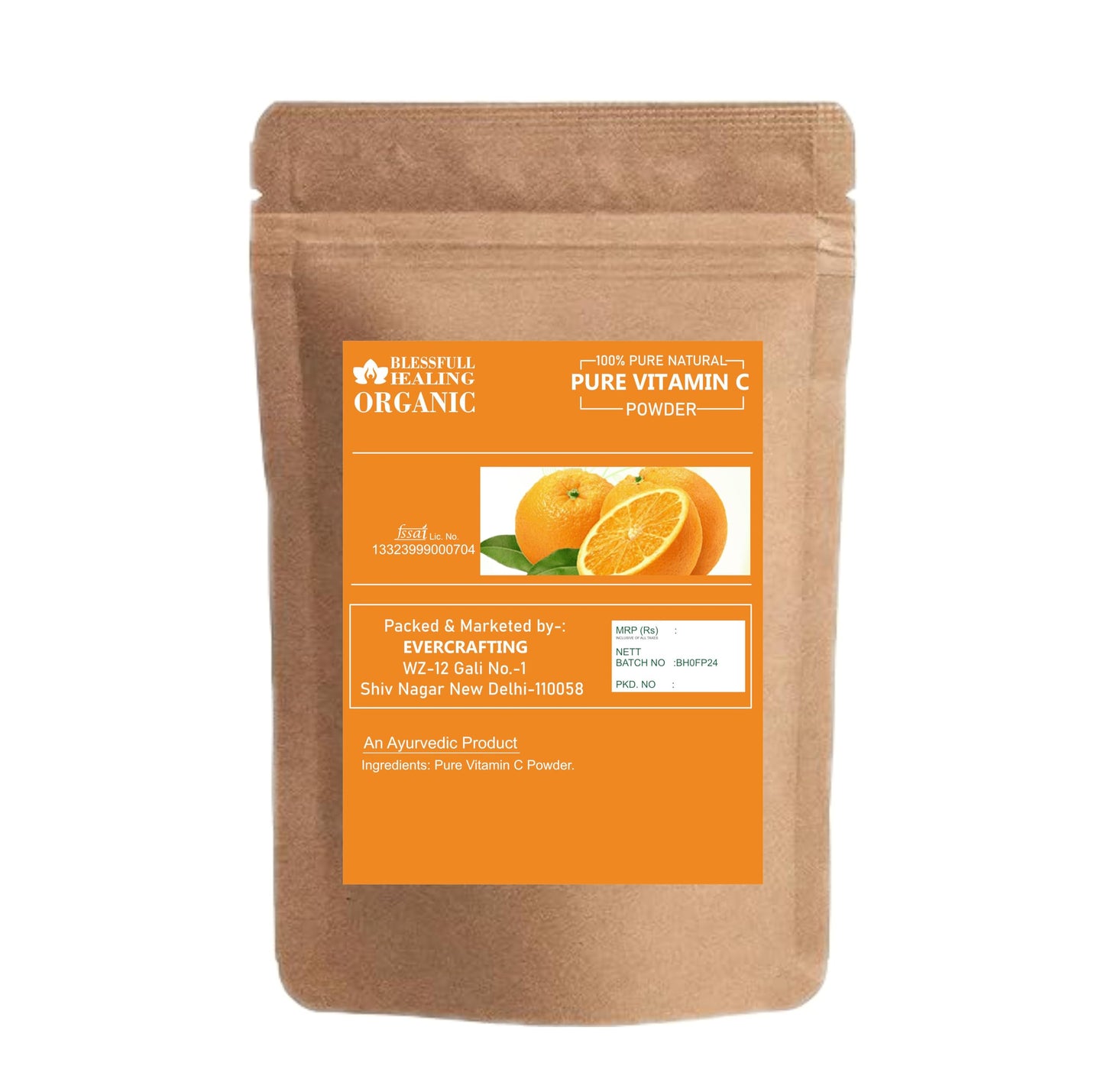 Blessfull Healing Organic Pure Vitamin C Powder, 300 Gram