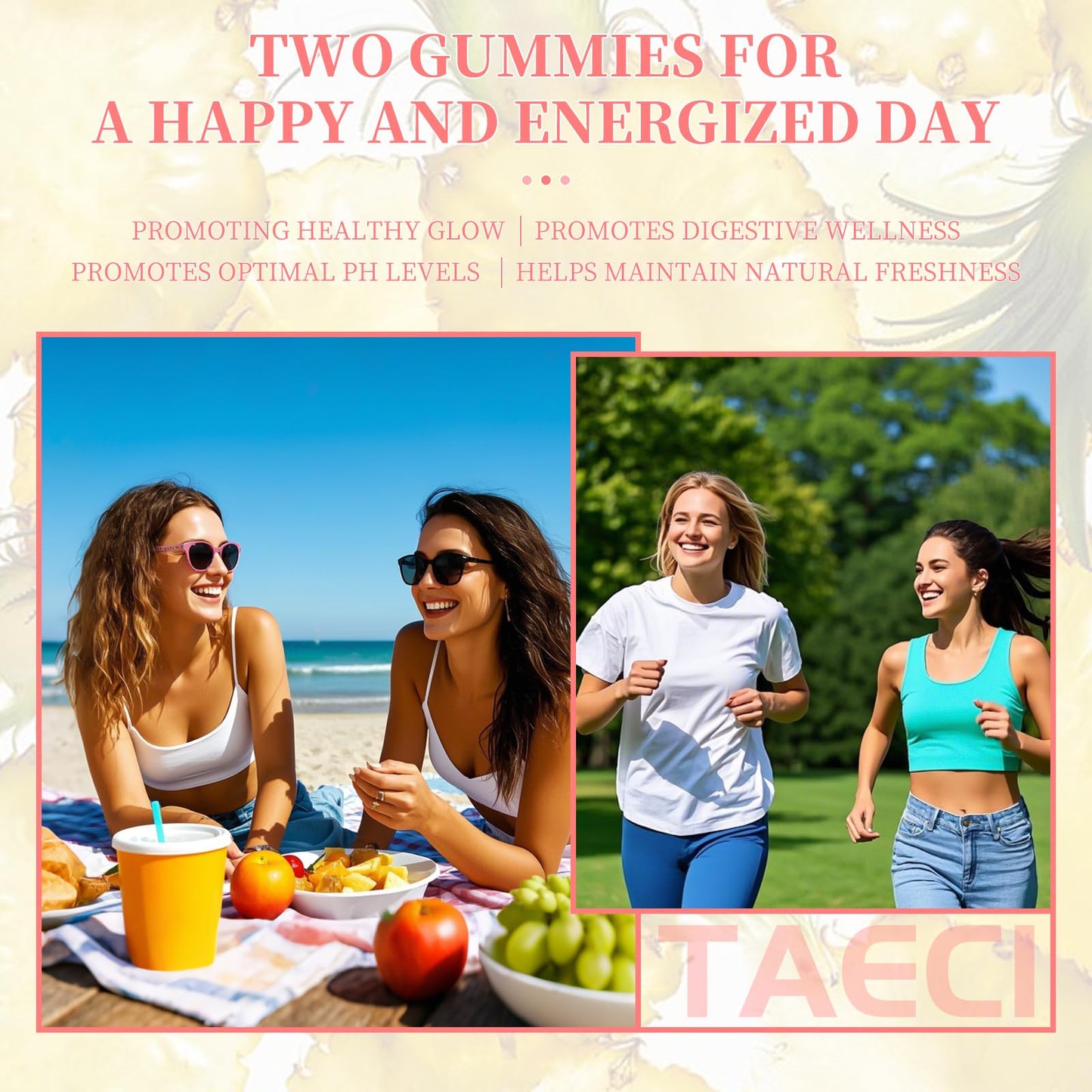 Taeci Premium Feminine Balance Gummies for Women's Health, 60 Count (Pack of 2)