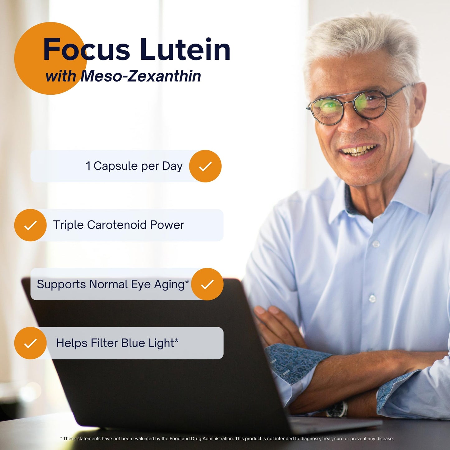 Focus Vision Supplements Lutein for Eyes with Meso-Zeaxanthin Capsule 60 Count