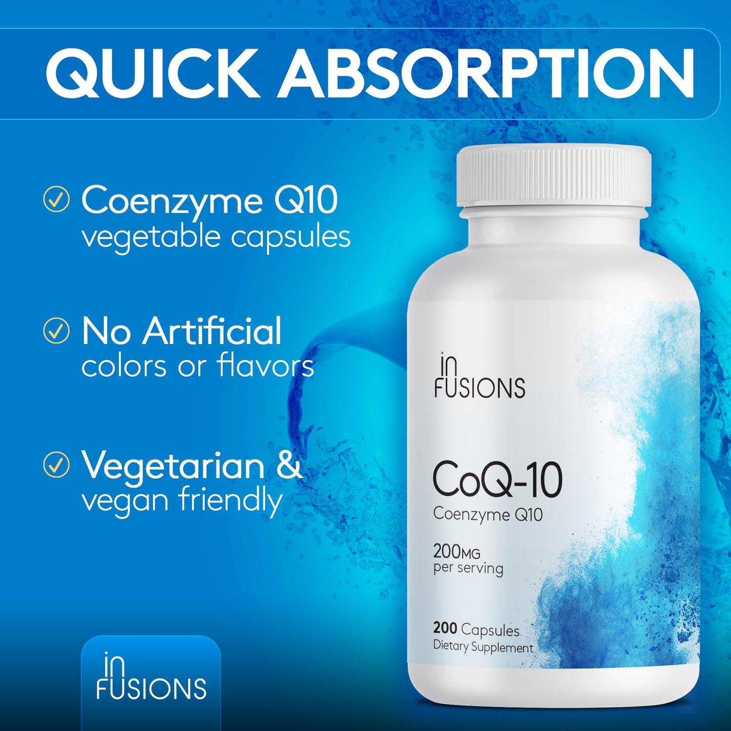 Infusions International Pure CoQ10 200mg Capsules, 200 Count