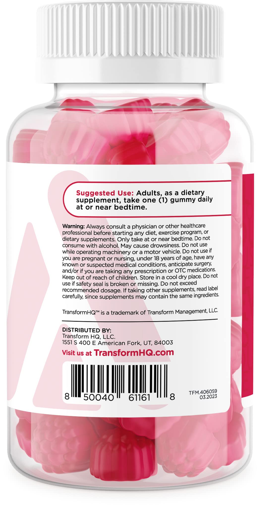 TransformHQ Melatonin (5mg) Gummies, 180 Count