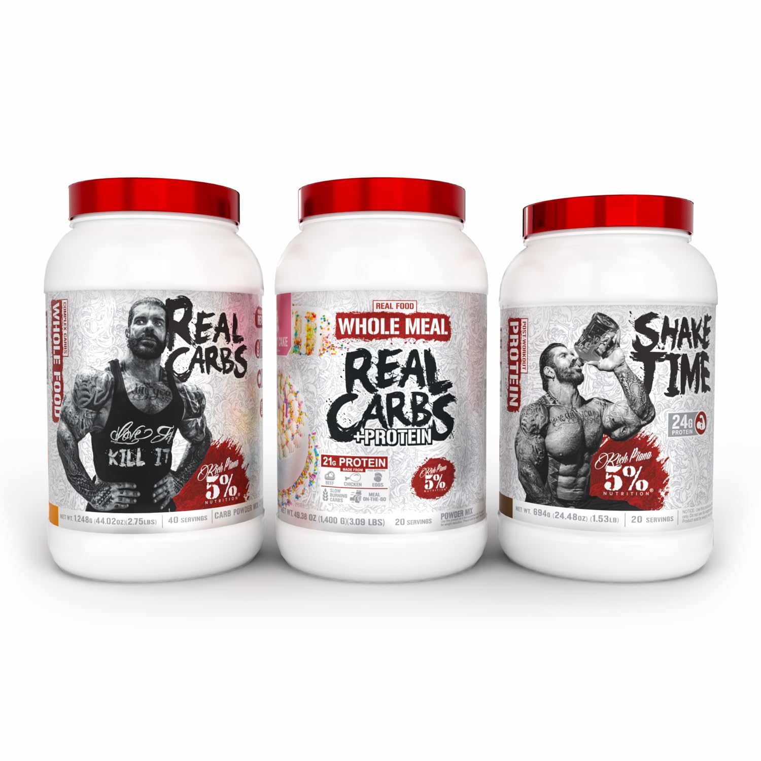 5% Nutrition Rich Piana 3-Stack Powder, 3 Pack