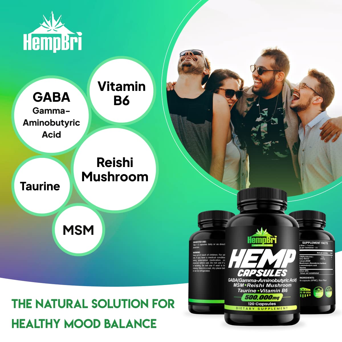 Hempbri Hemp Oil Extract Capsules & Tablets, 120 Count