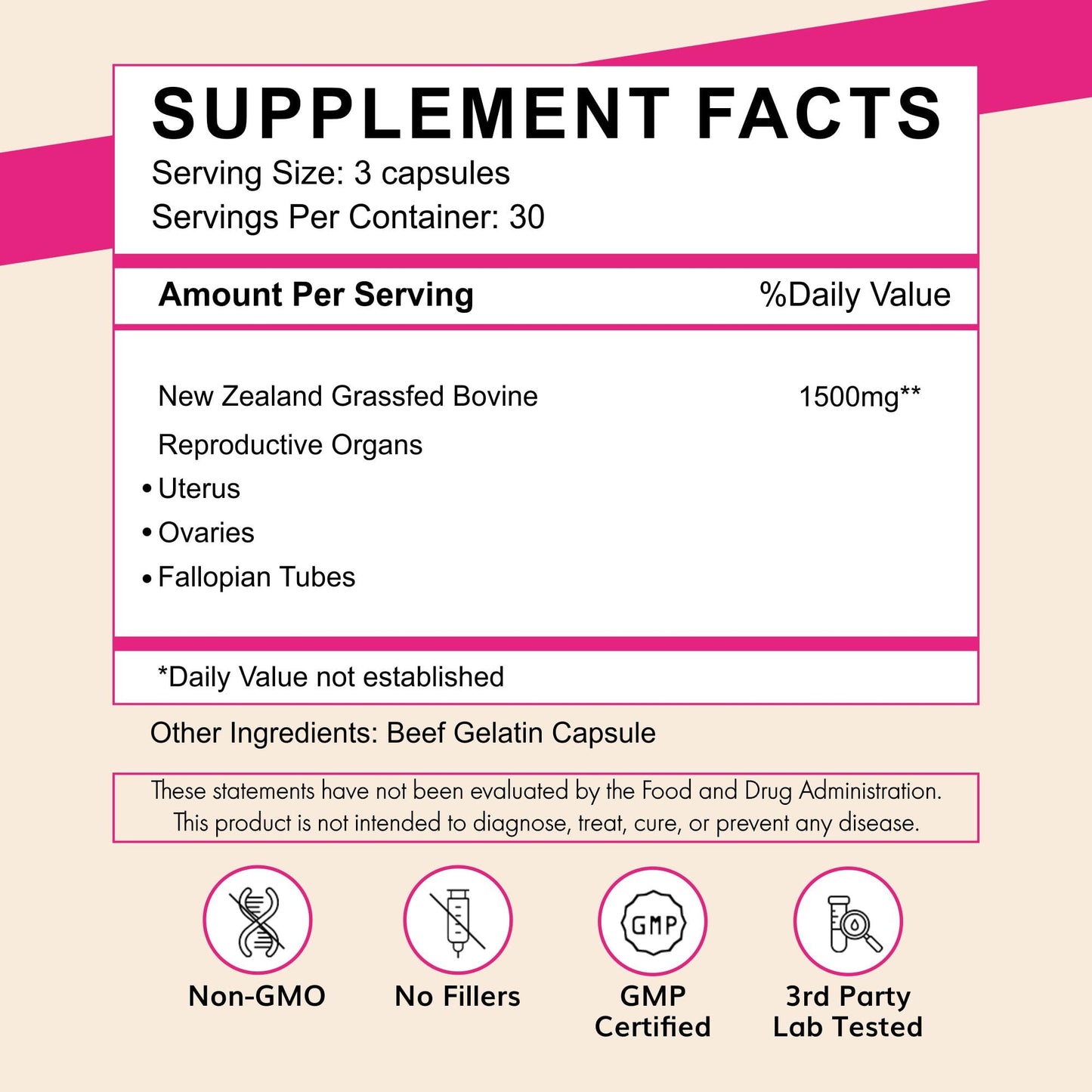 Primal Being Grassfed Beef Female Vitality Supplement Capsule, 90 Capsules