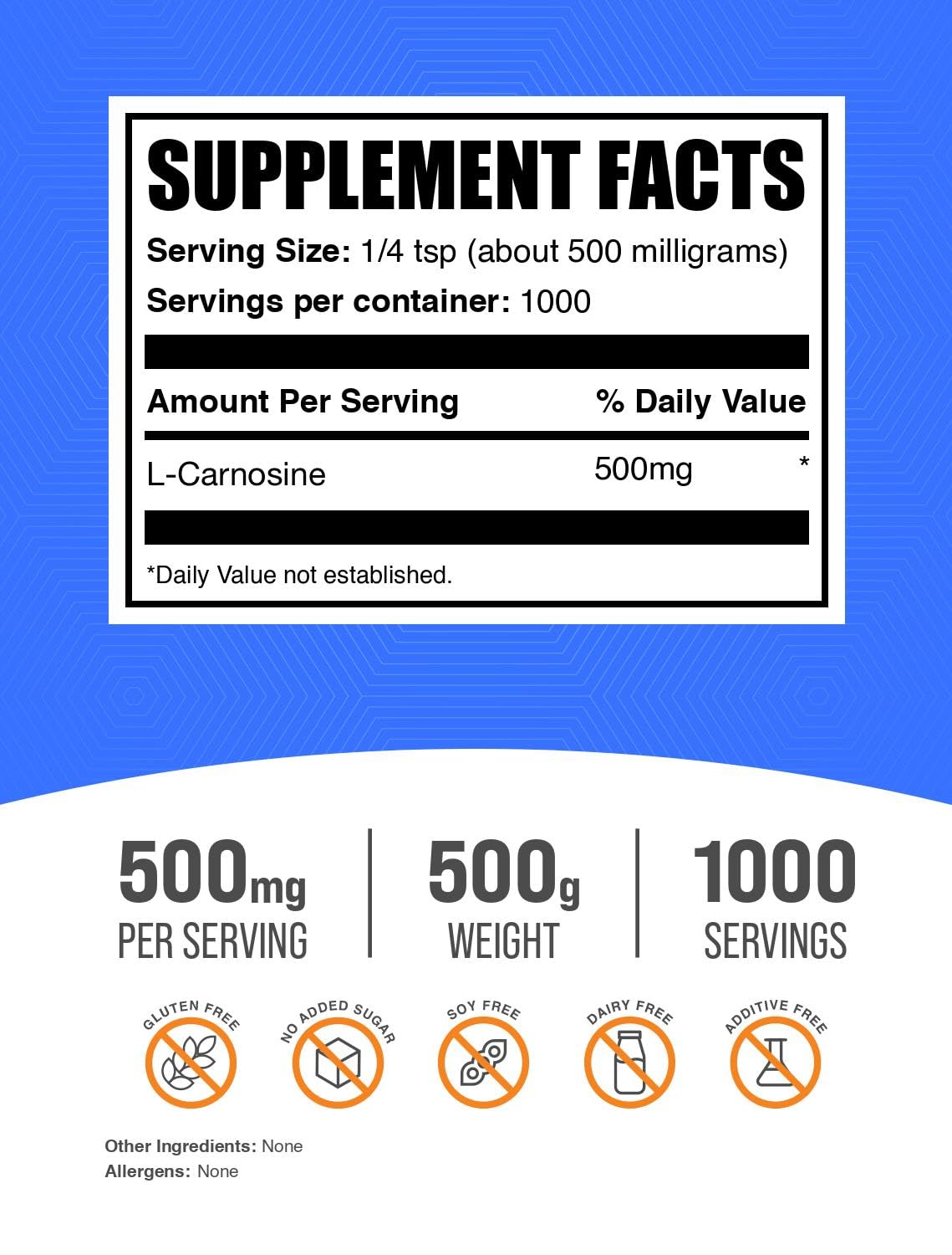 BulkSupplements L-Carnosine Powder 17.64 oz