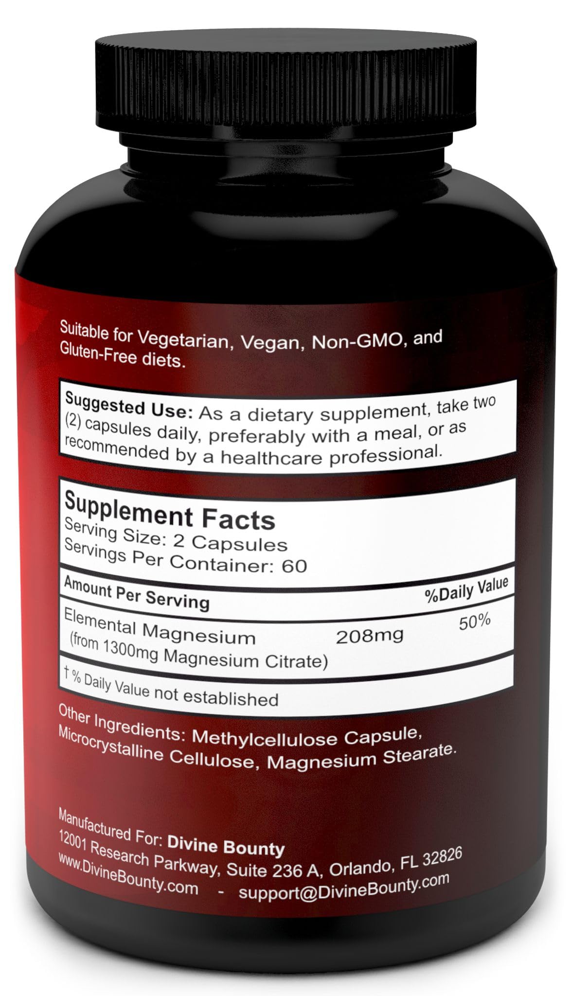 Divine Bounty Magnesium Citrate Capsules, 120 Count
