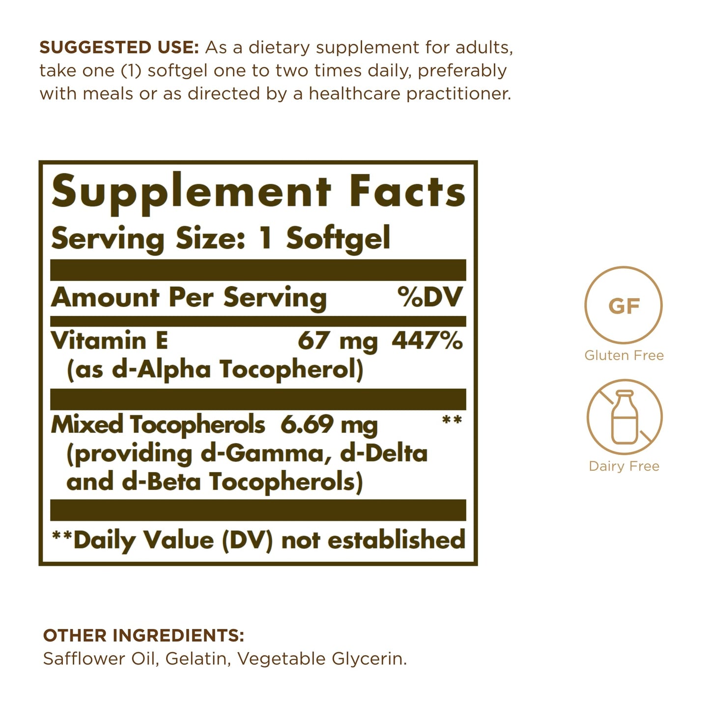 Solgar Vitamin E Softgels 67 mg (100 IU) - 200 Softgels