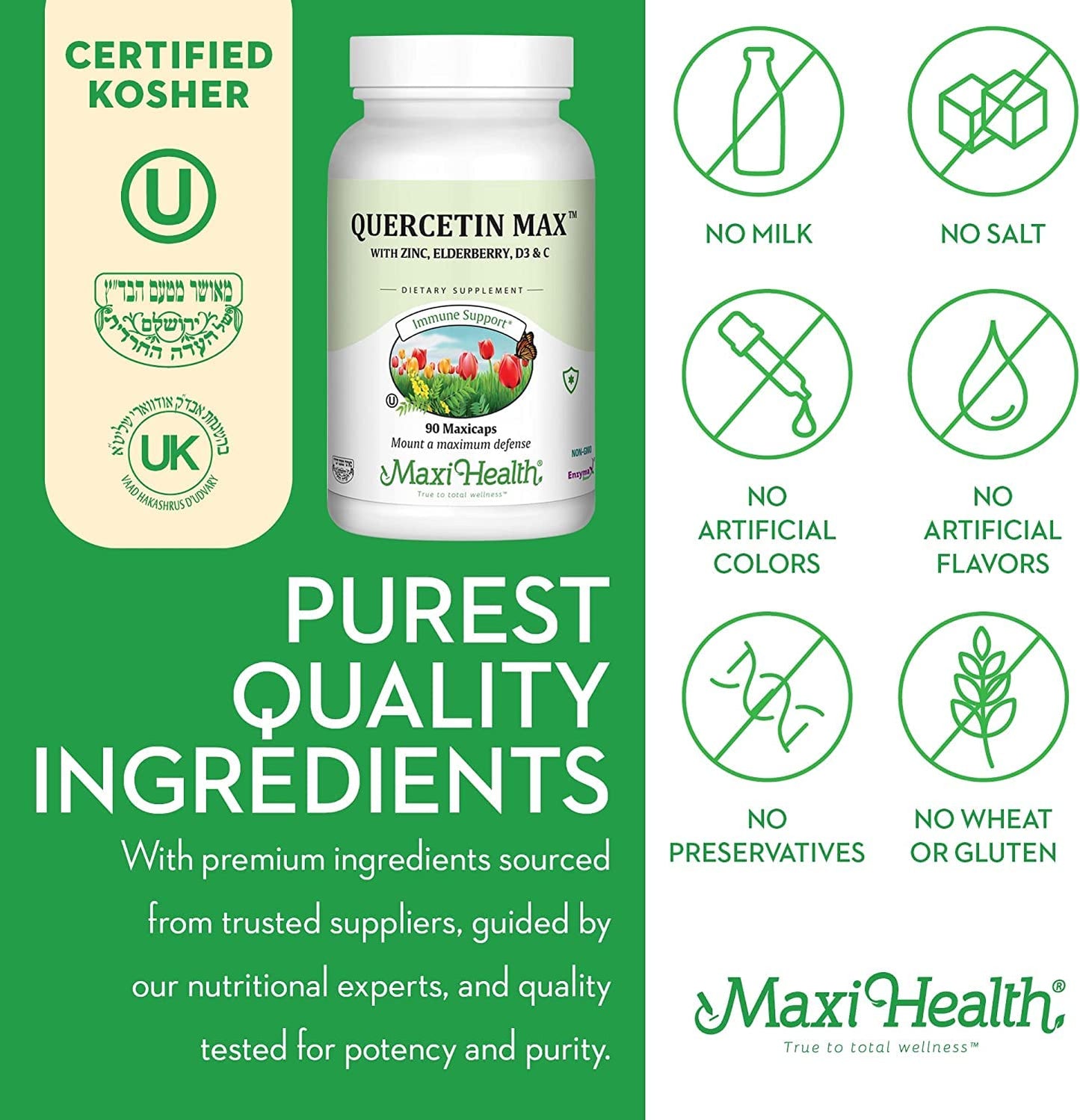 Maxi Health Quercetin 500mg Capsules, 180 Count