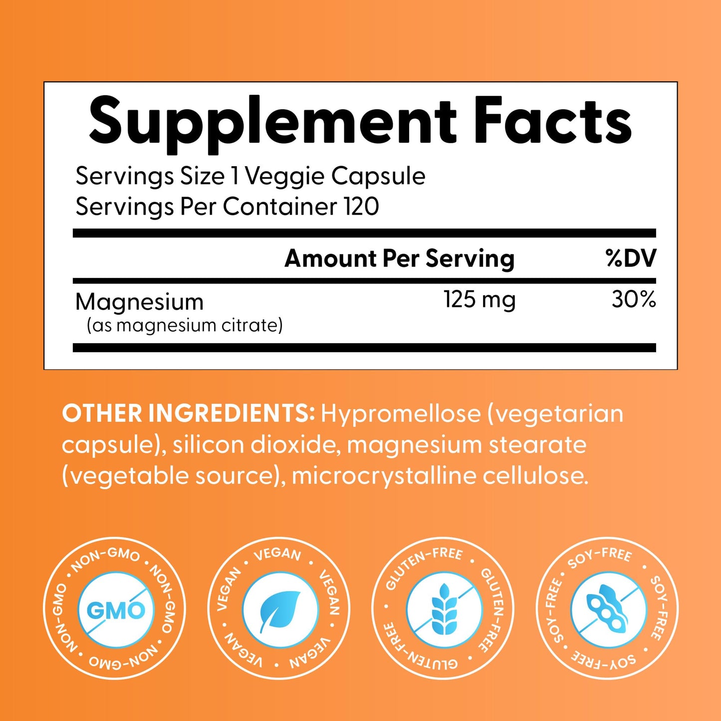 Doctor's Best Magnesium Citrate Supplement 125 mg, 120 Capsules