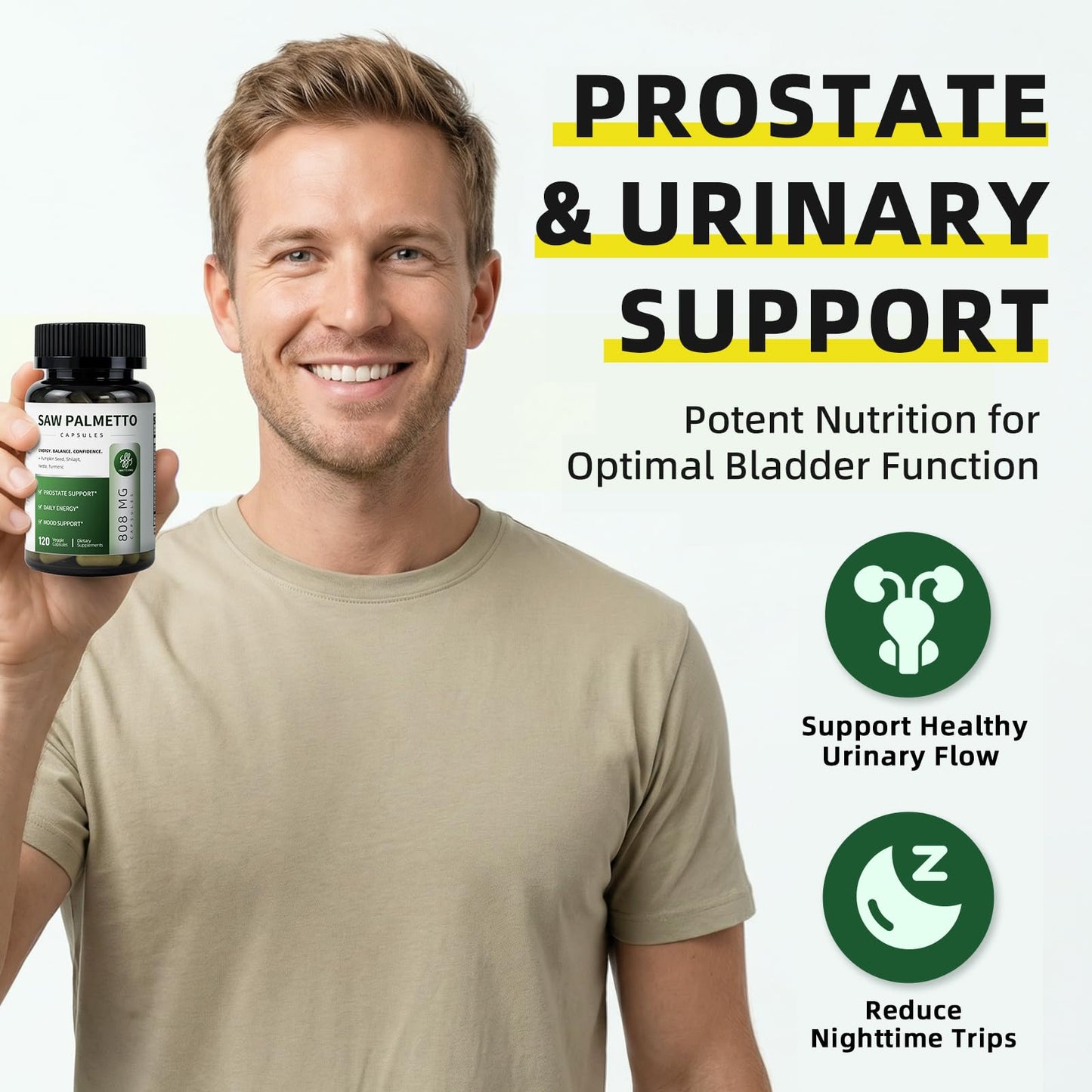 iMATCHME Saw Palmetto for Men Prostate Health Supplement with Pumpkin Seed Oil & Shilajit, 808mg per Serving, DHT Blocker, Vegan, Non-GMO, 120 Capsules