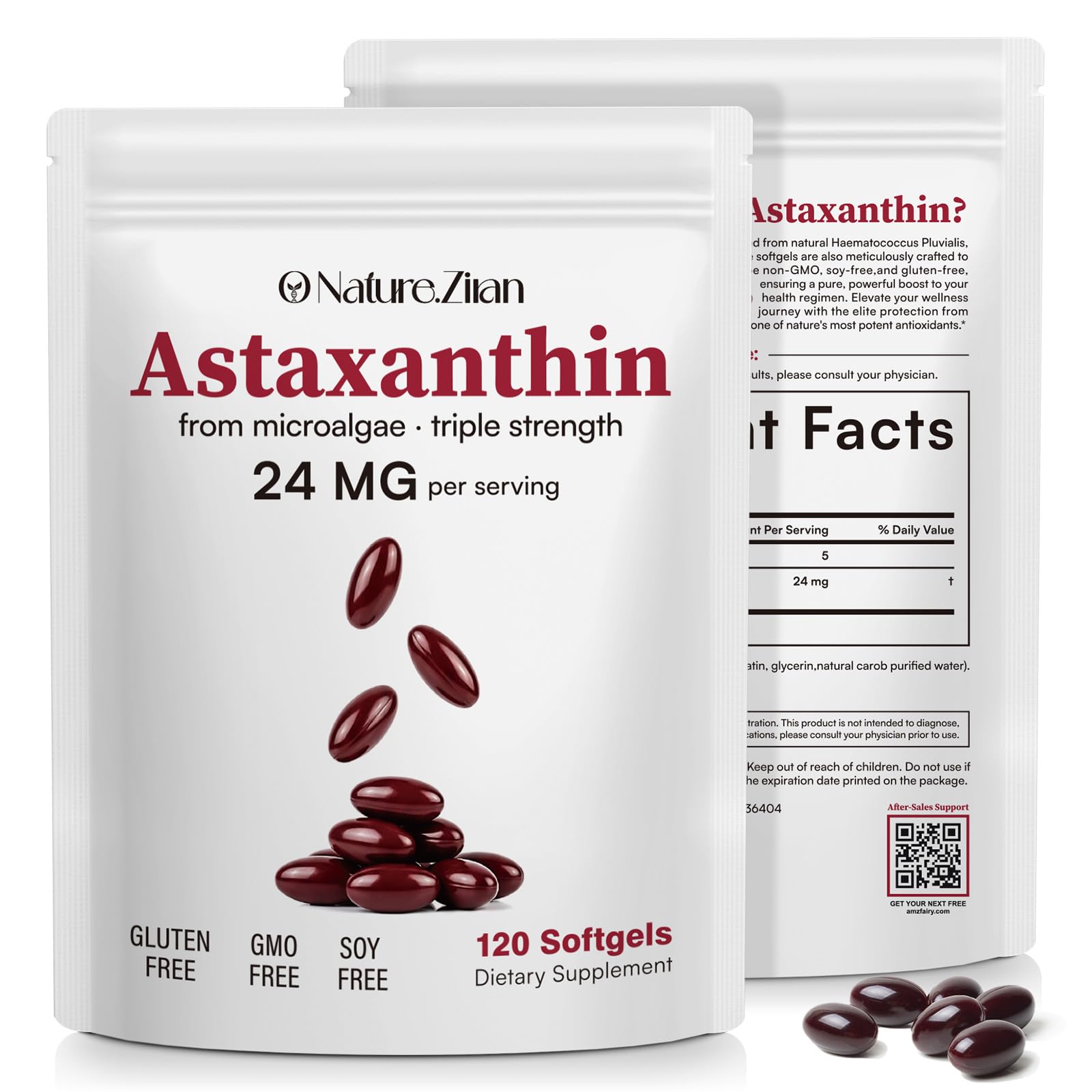 O NATURE . ZIRAN Astaxanthin 24mg Softgels 120 Count