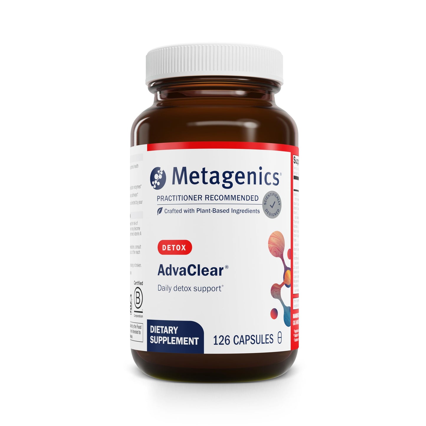 Metagenics AdvaClear Daily Detox Support with B Vitamins, Zinc & Pantothenic Acid, 126 Capsules