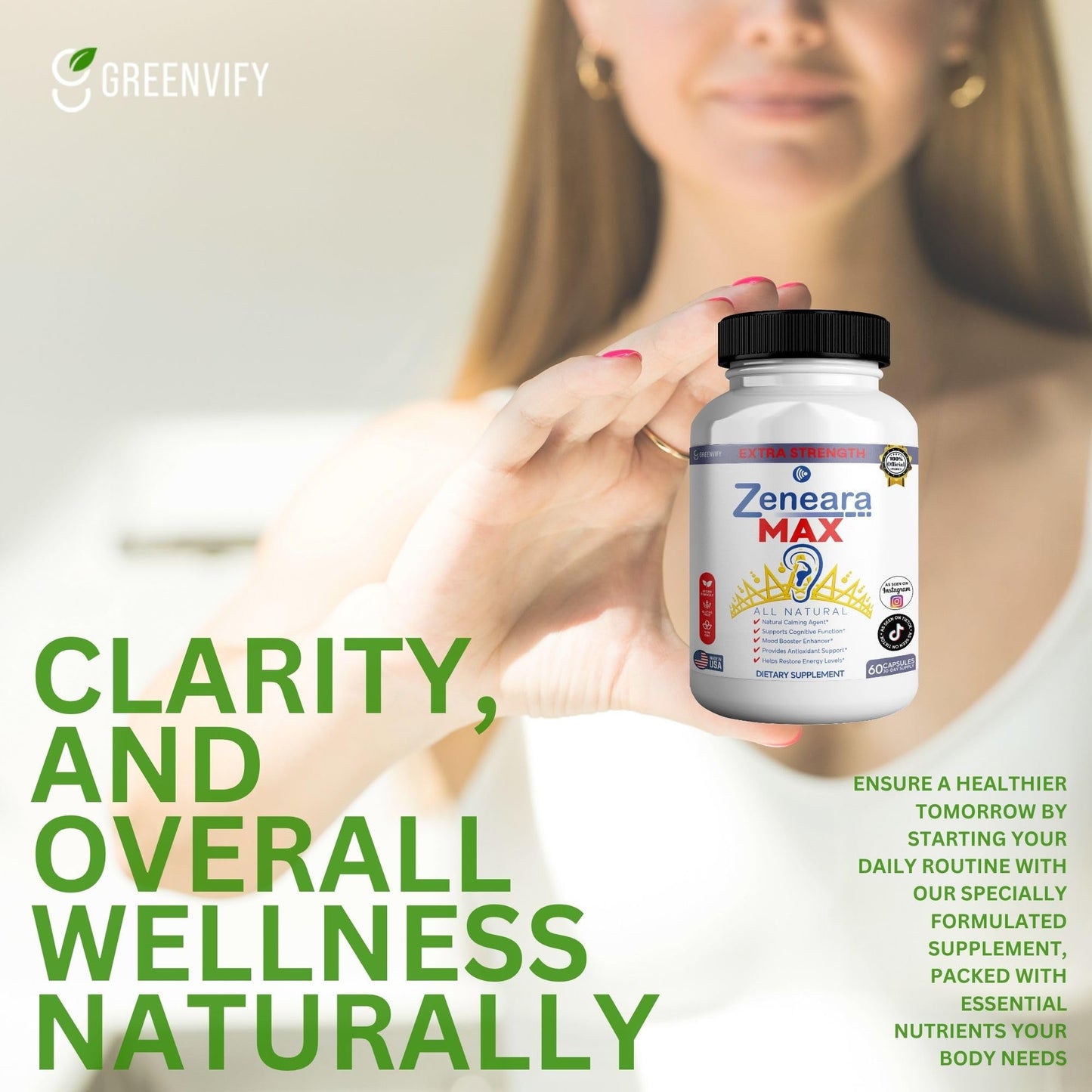 GREENVIFY Zeneara MAX Dietary Supplement Capsule, 60 Capsules
