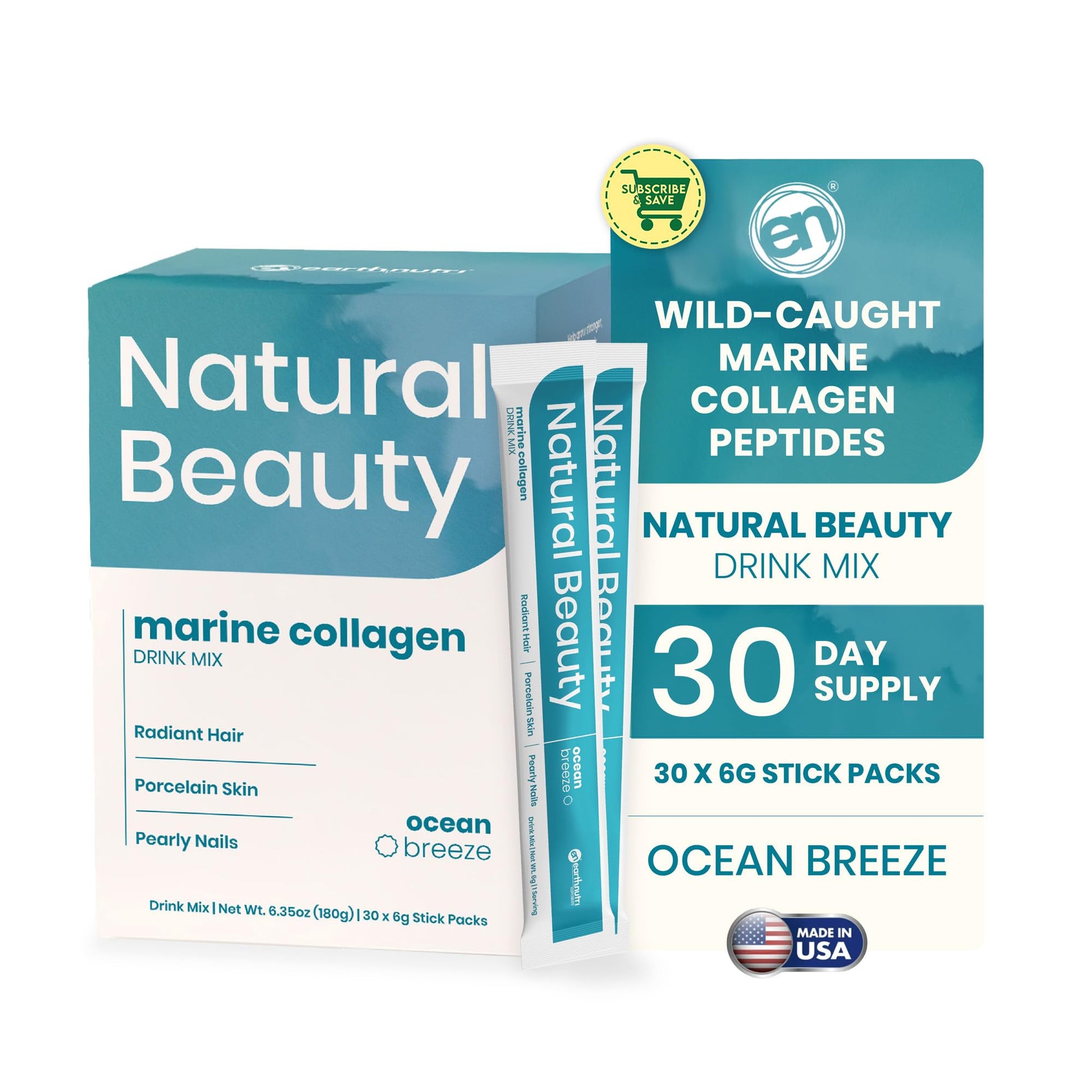 EarthNutri Wild Caught Marine Collagen Powder Pack of 30
