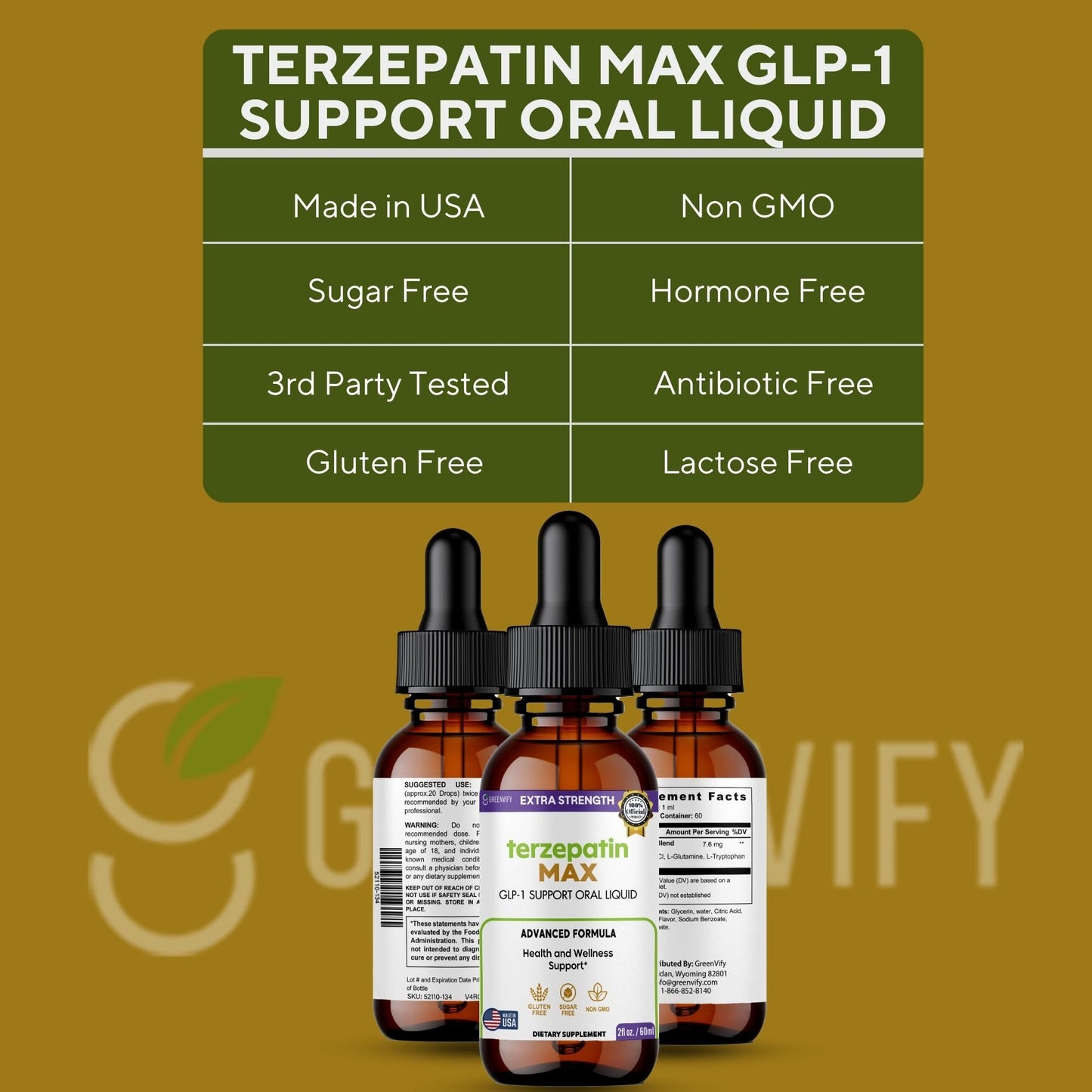 GREENVIFY Terzepatin MAX Extra Strength GLP-1 Support Capsule, 60 Capsules