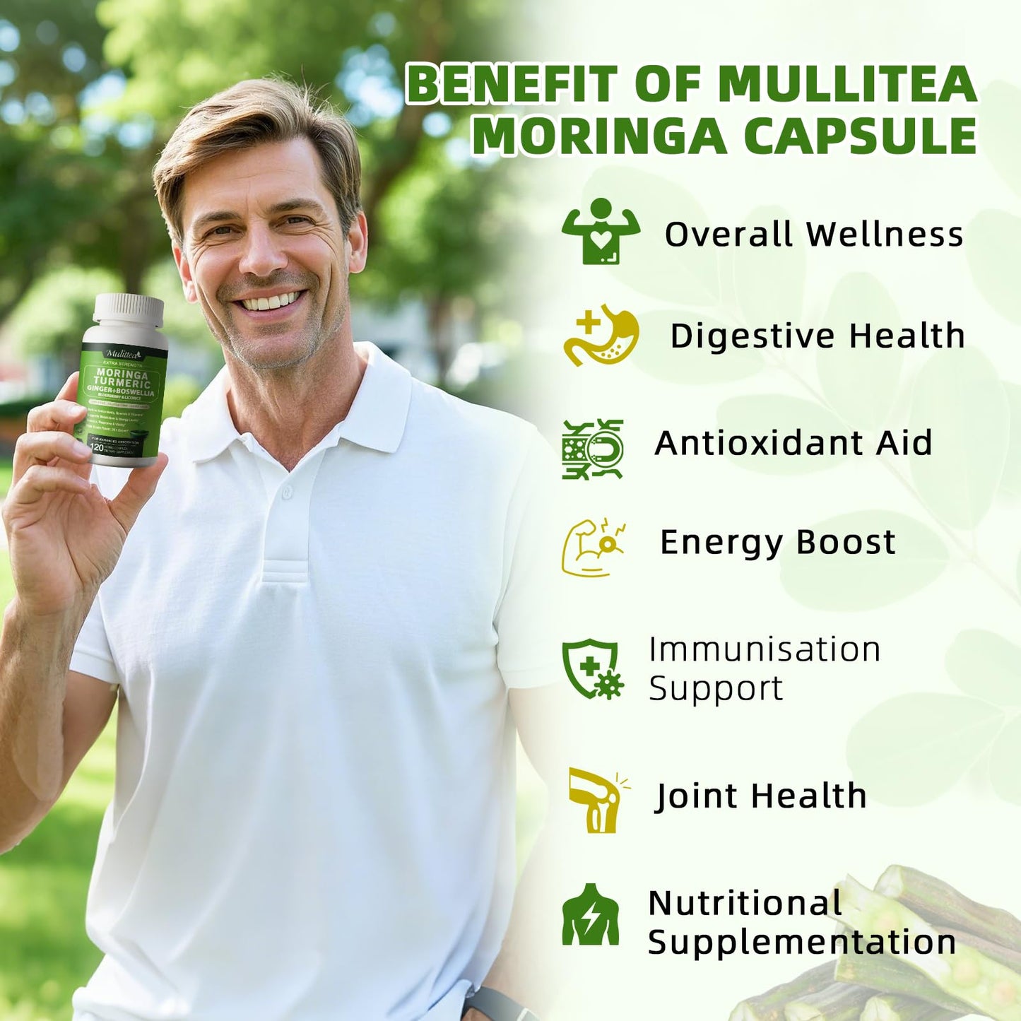 Mulittea Moringa Capsules Organic 1000mg Capsule 120 Count