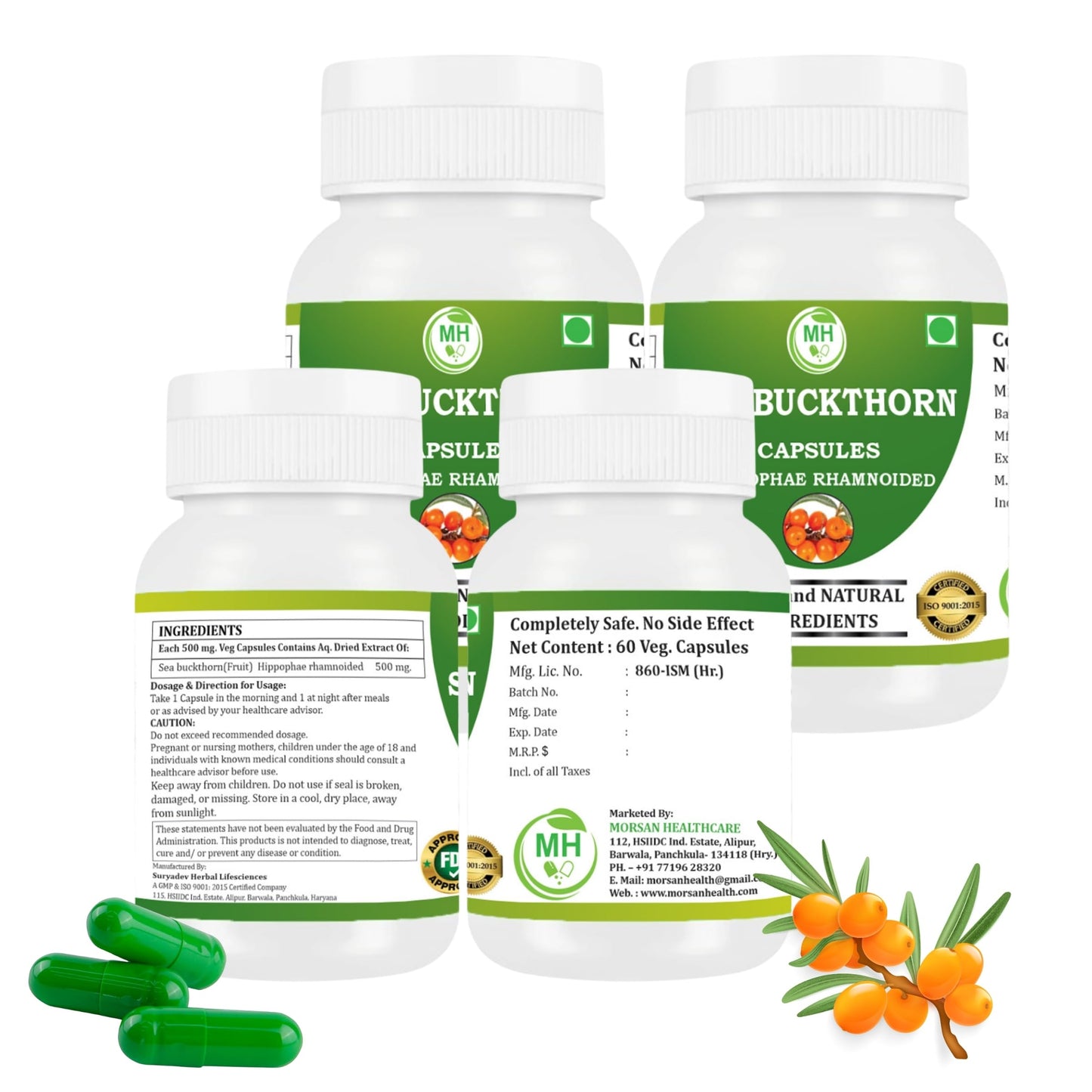 Morsan Healthcare Organic Sea Buckthorn Powder Capsules, 240 Veg Capsules