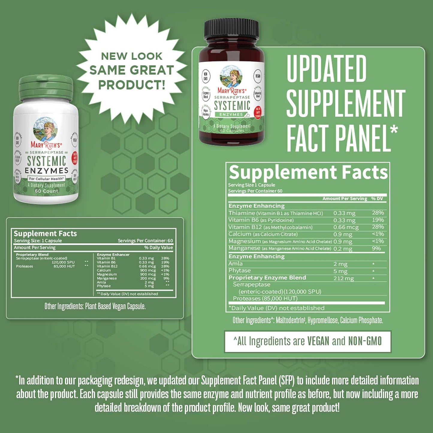 MaryRuth's Serrapeptase Enzymes Capsules, 60 Count
