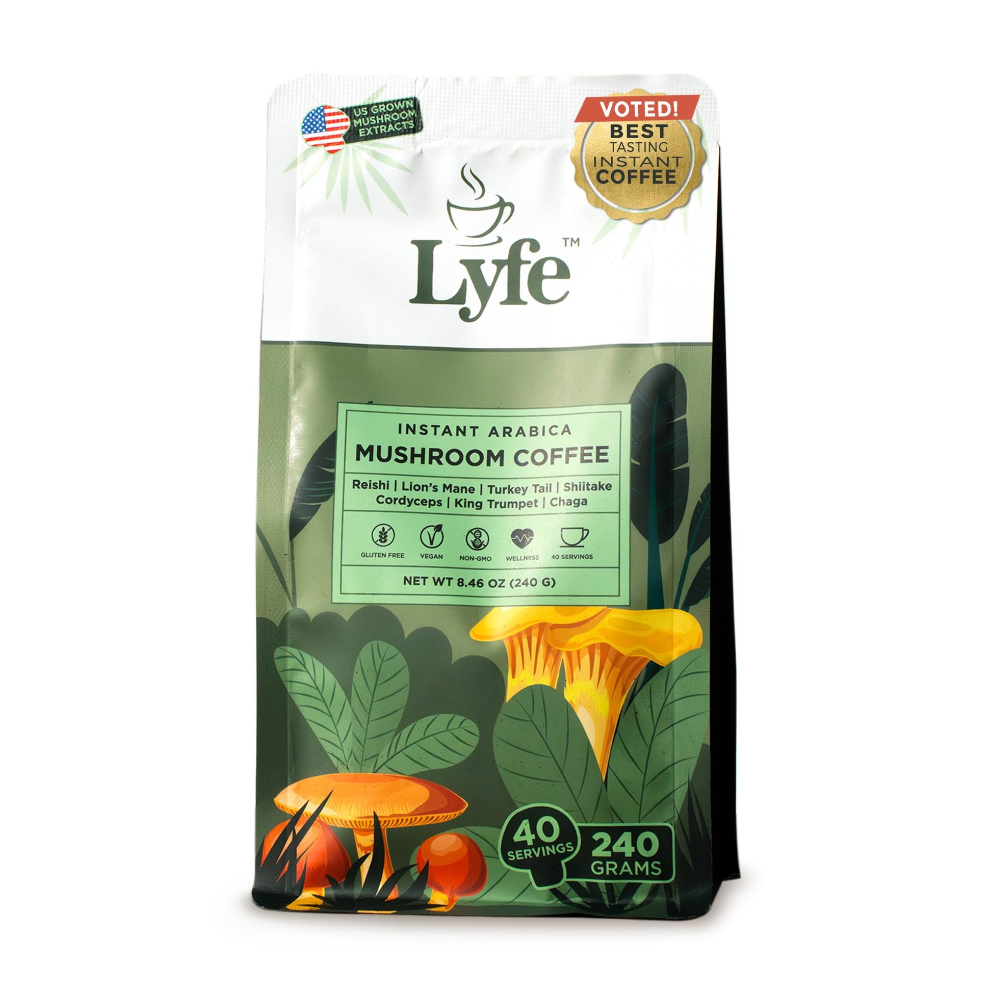 LYFE Organic Instant Mushroom Coffee Powder 8.47 oz