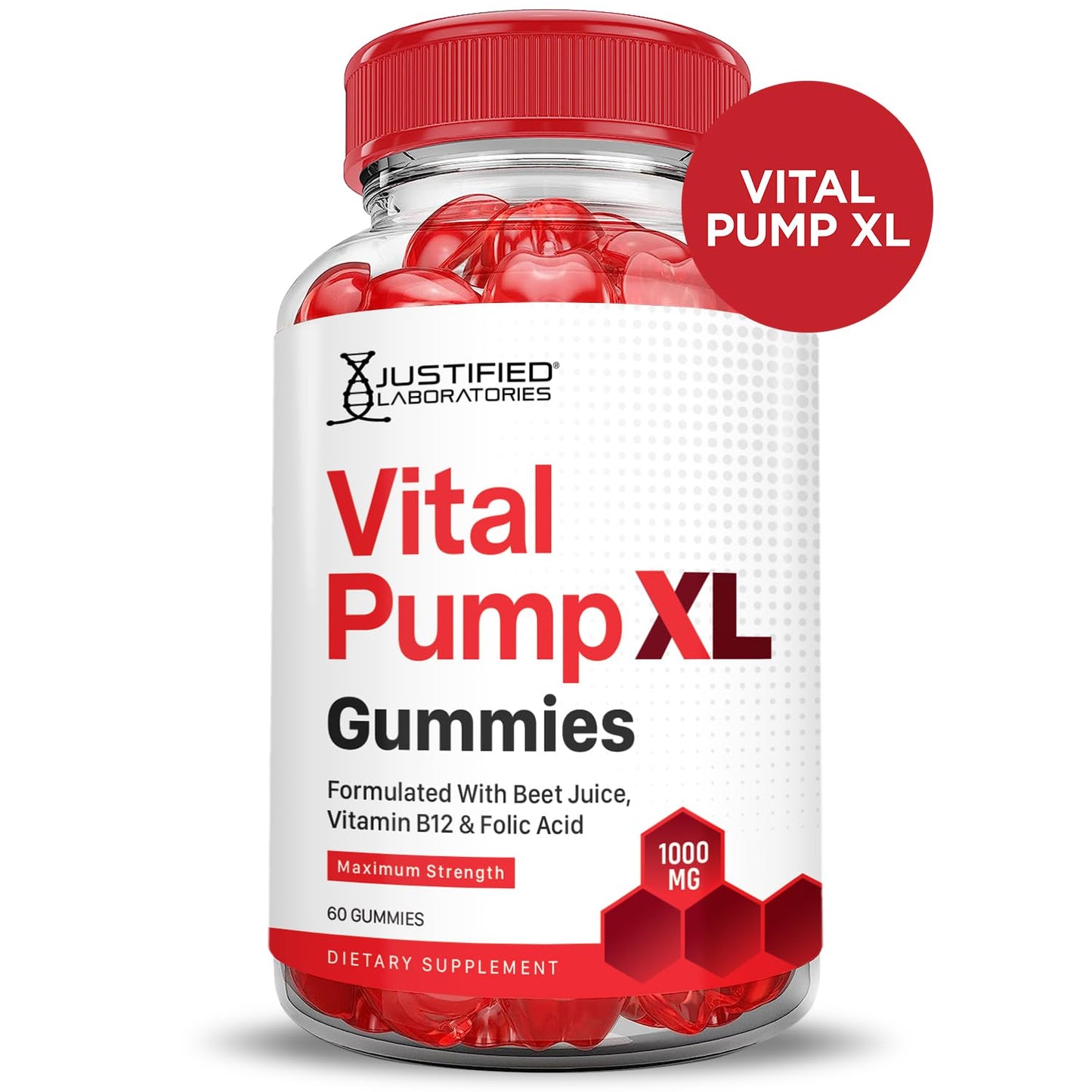 Justified Laboratories Vital Pump XL Performance Gummies 1000MG Advanced Formula Vital PumpXL, 120 Gummies