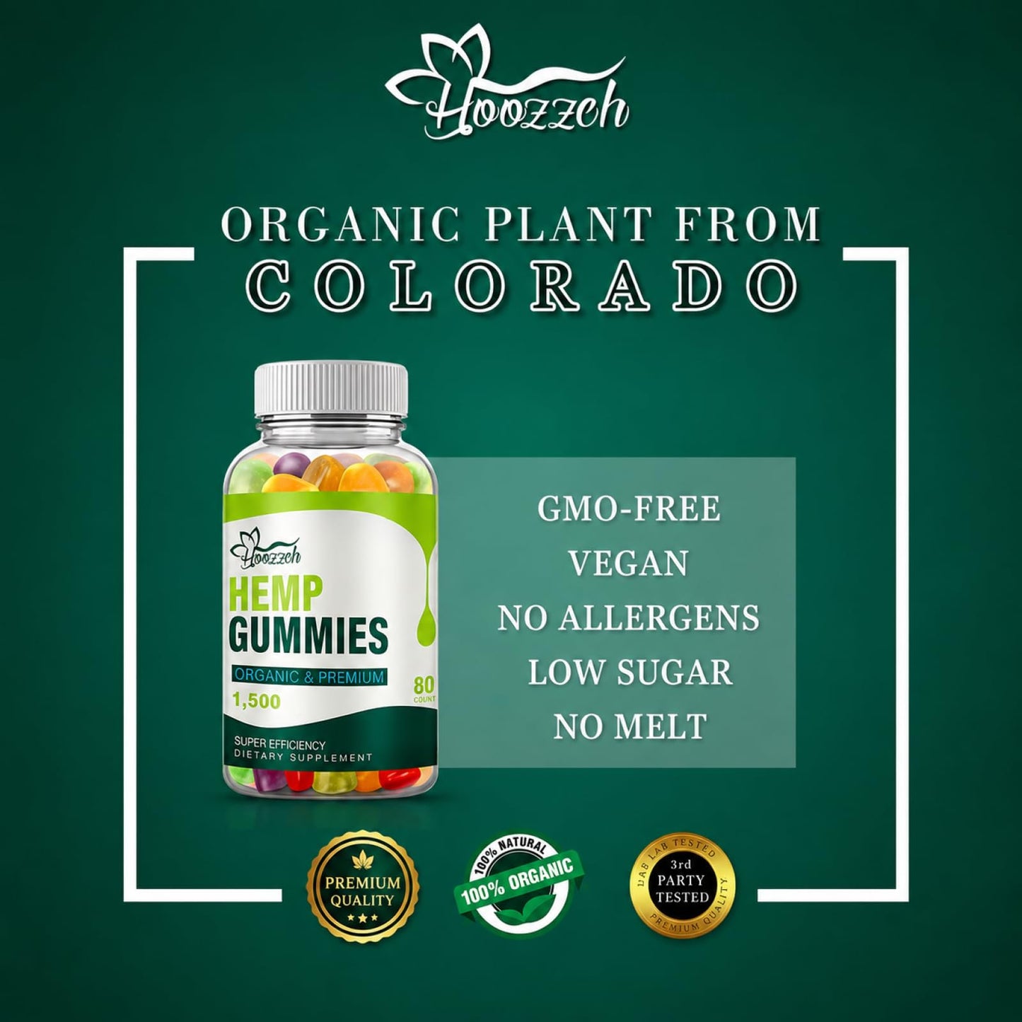 Hoozzch Premium Hemp Gummy High Potency 80 Count