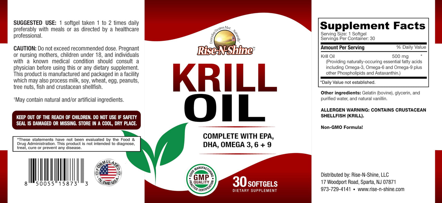 Rise-N-Shine Krill Oil Softgels, 30 Softgels
