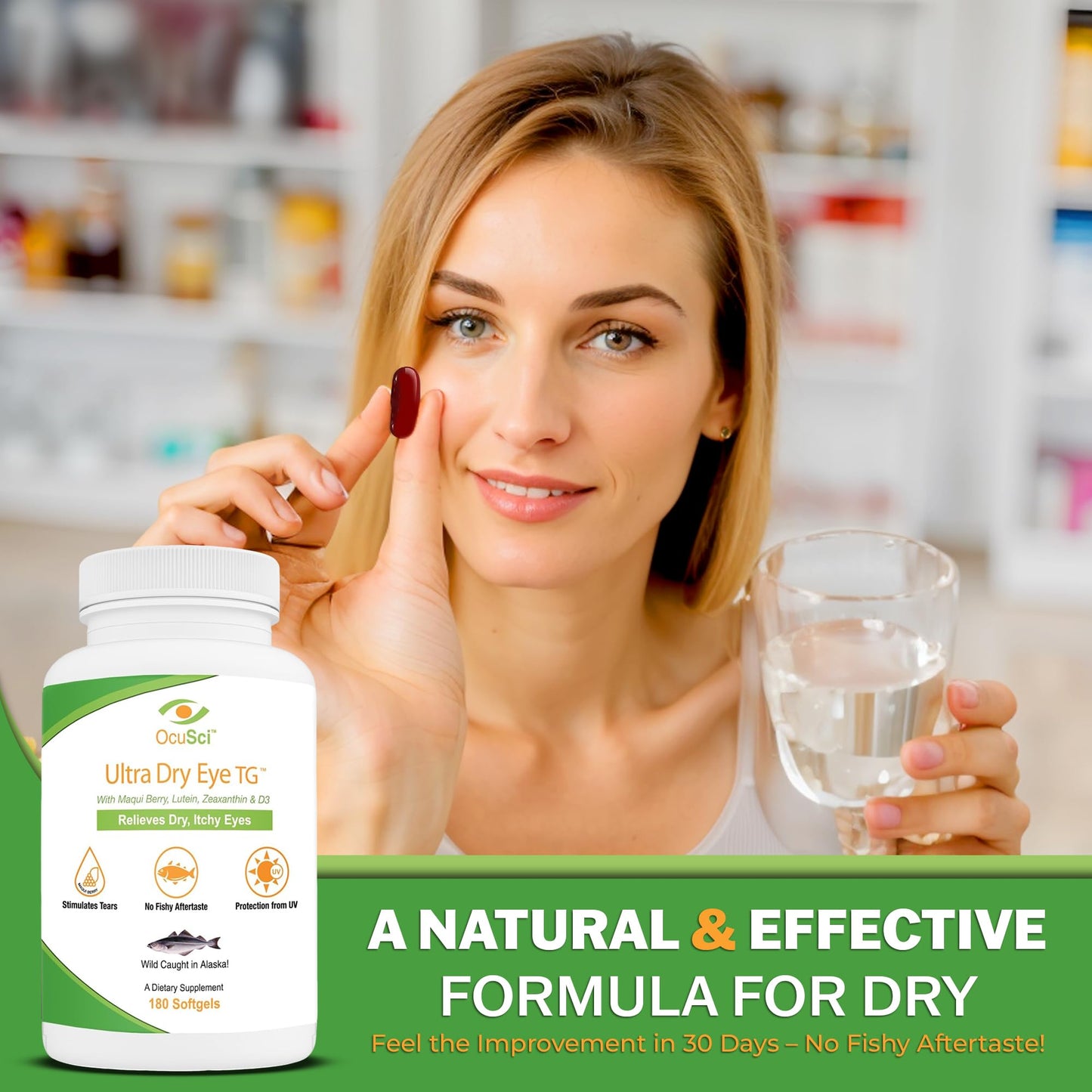 OcuSci 1700mg Triglyceride Omega-3 Softgels with EPA & DHA, Lutein, Zeaxanthin, B12, D3, 180 Softgels