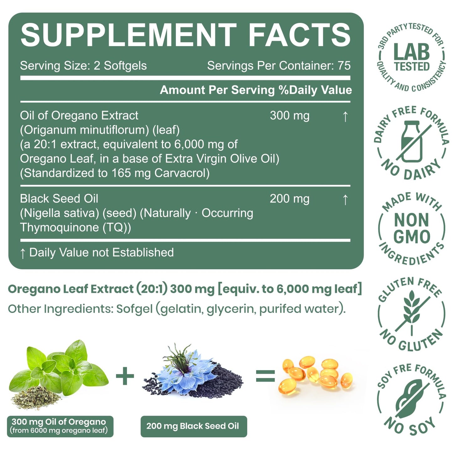 NUTRAJOY Oil of Oregano Softgel with Black Seed Oil 150 Softgels