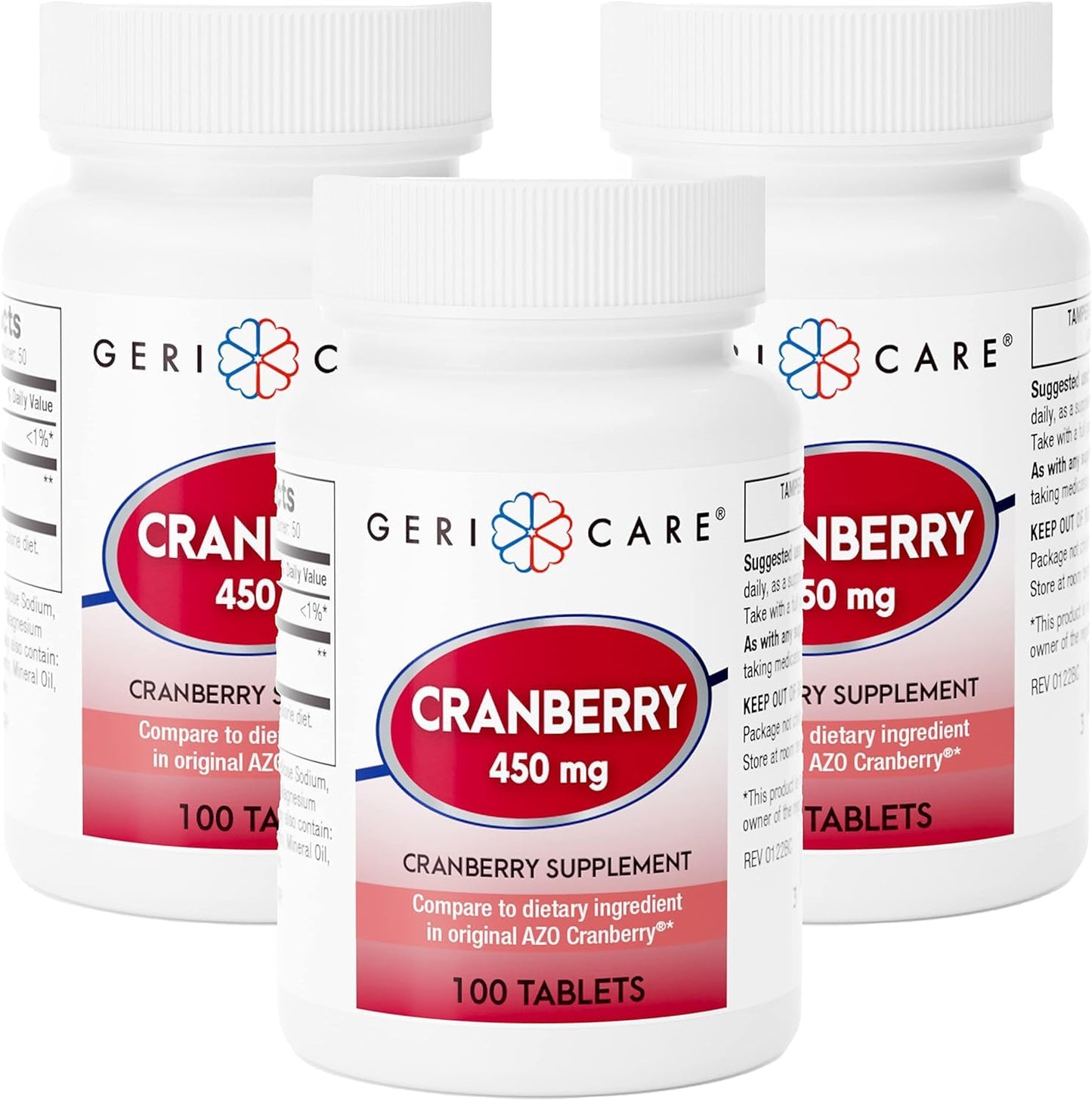 GeriCare High-Potency Cranberry 450mg Supplement Tablets 300 Count