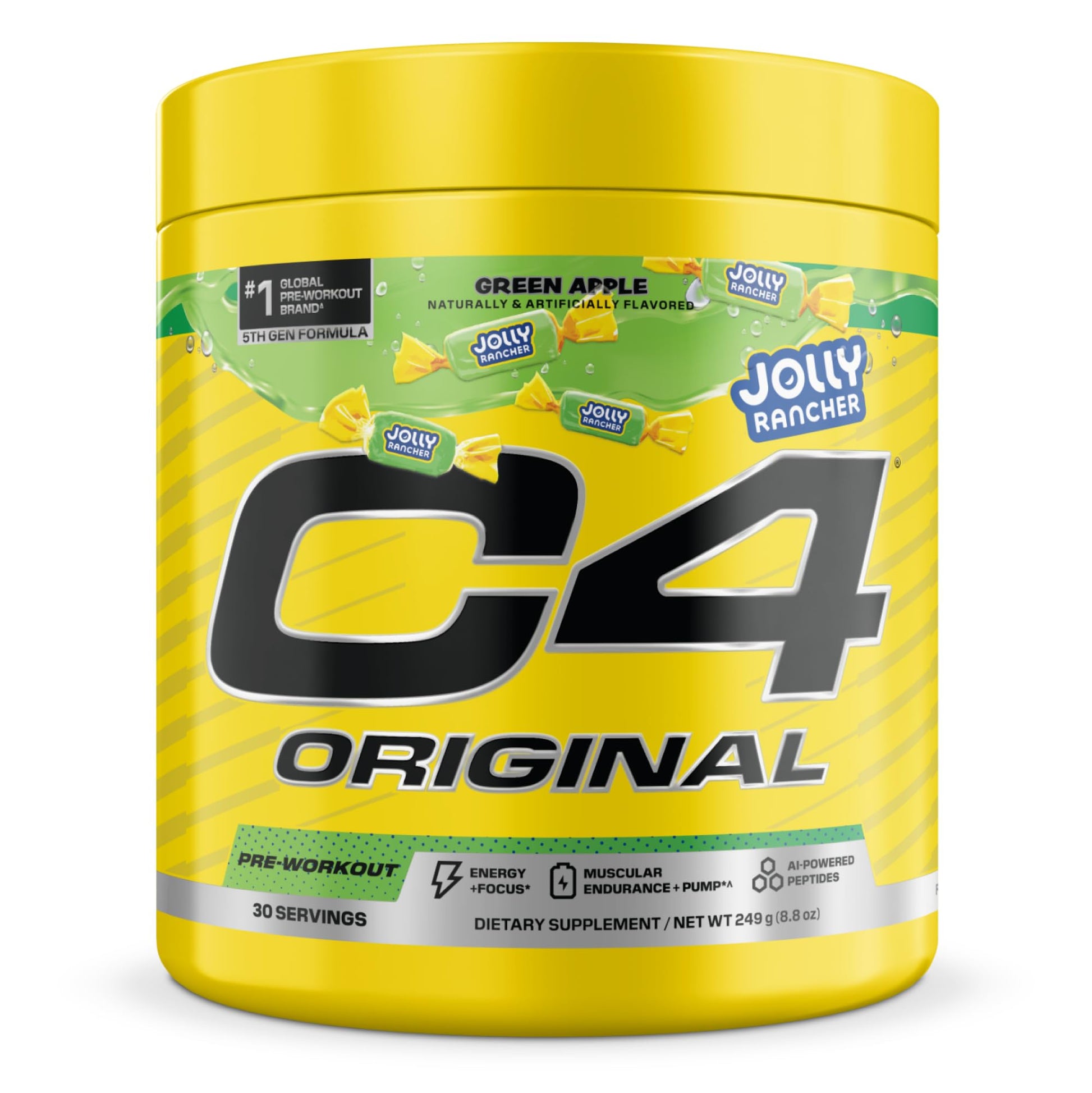 C4 Original Pre Workout Powder, Jolly Rancher Green Apple, 8.78 Ounce